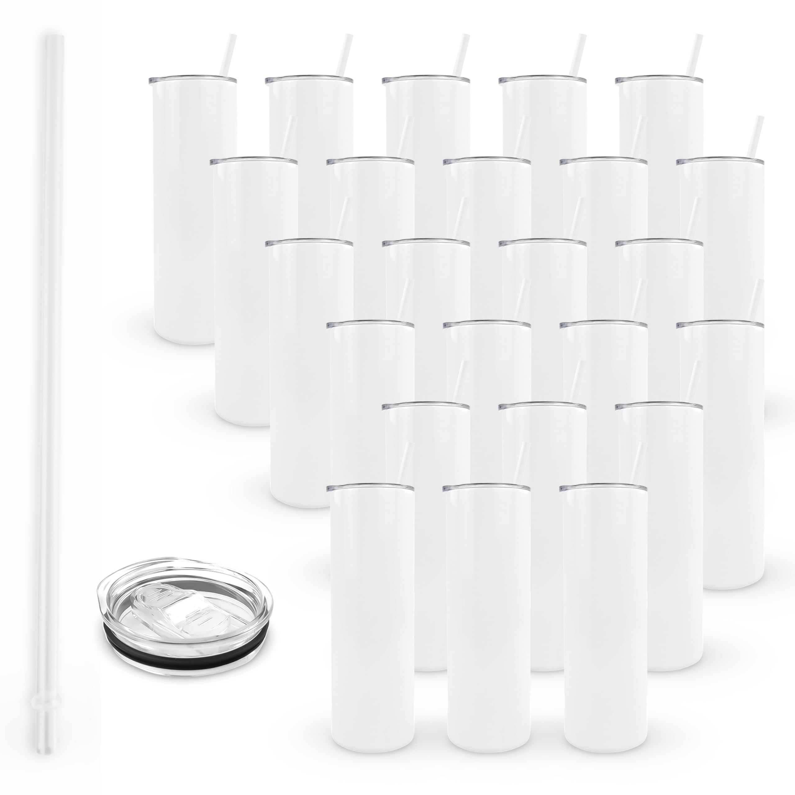 20oz Sublimation Tumblers Bulk (24 Pack) - Skinny Blank Tumbler Cups for DIY Sublimation - Perfect for Custom Drinkware, Promotional Gifts & Personalized Party Favors