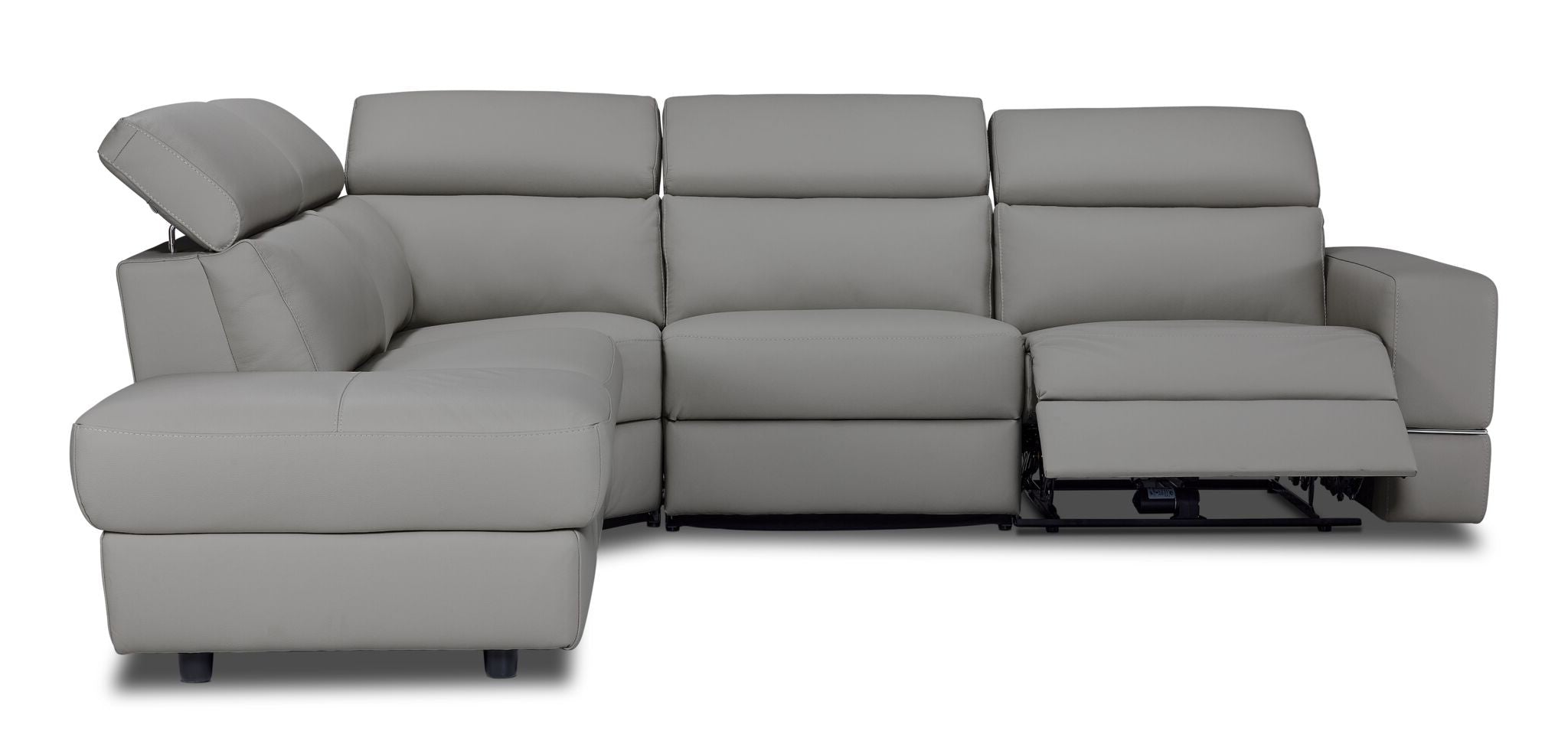 Bianca 3-Piece Power Reclining Sectional Sofa with Left Facing Chaise in Grey - Perfect for Living Room, Home Theater & Family Gatherings