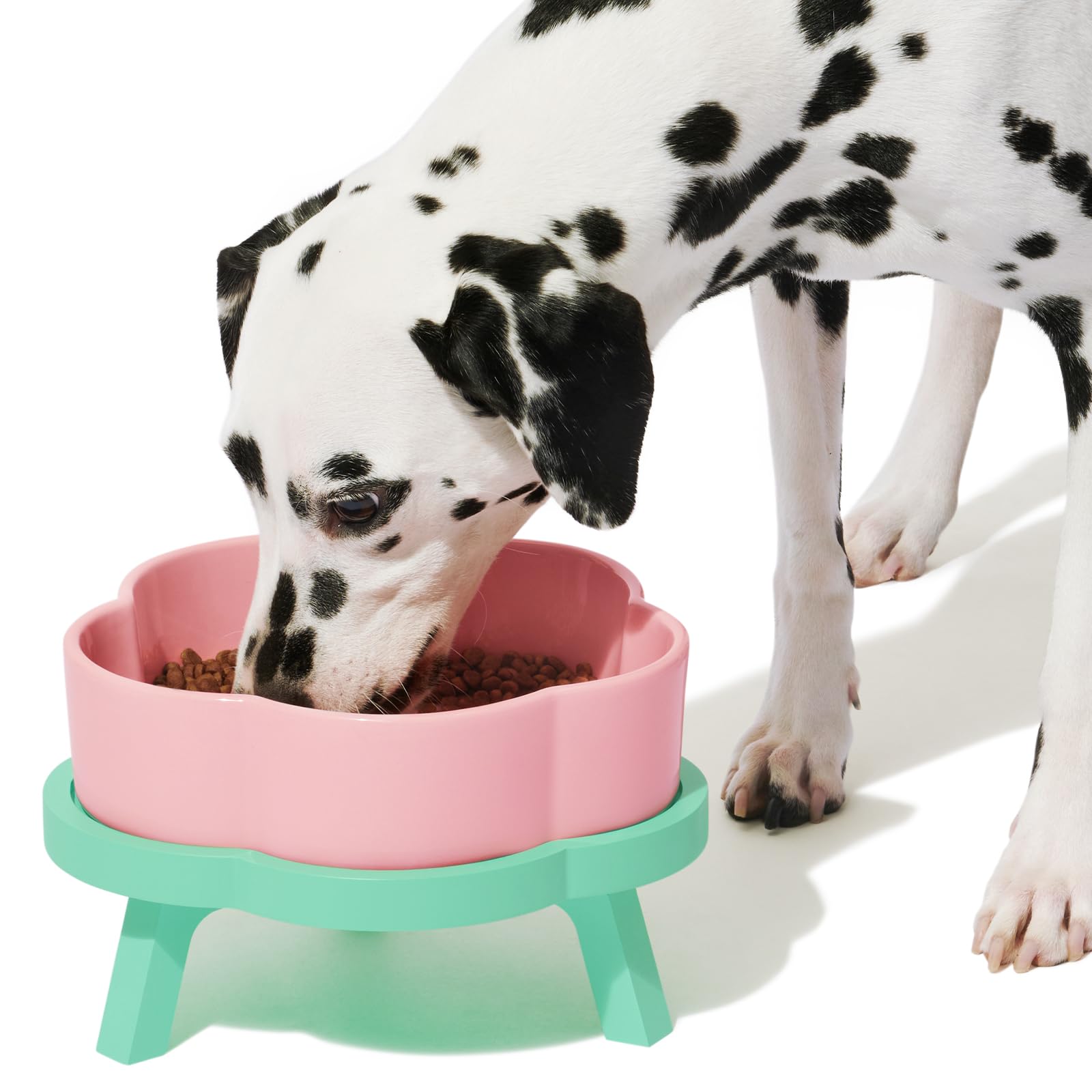 VETRESKA 40oz Ceramic Elevated Dog Bowls with Bamboo Stand - Raised Dog Food & Water Bowl for Medium/Large Breeds - Perfect for Dining Areas, Kitchens & Pet Feeding Stations