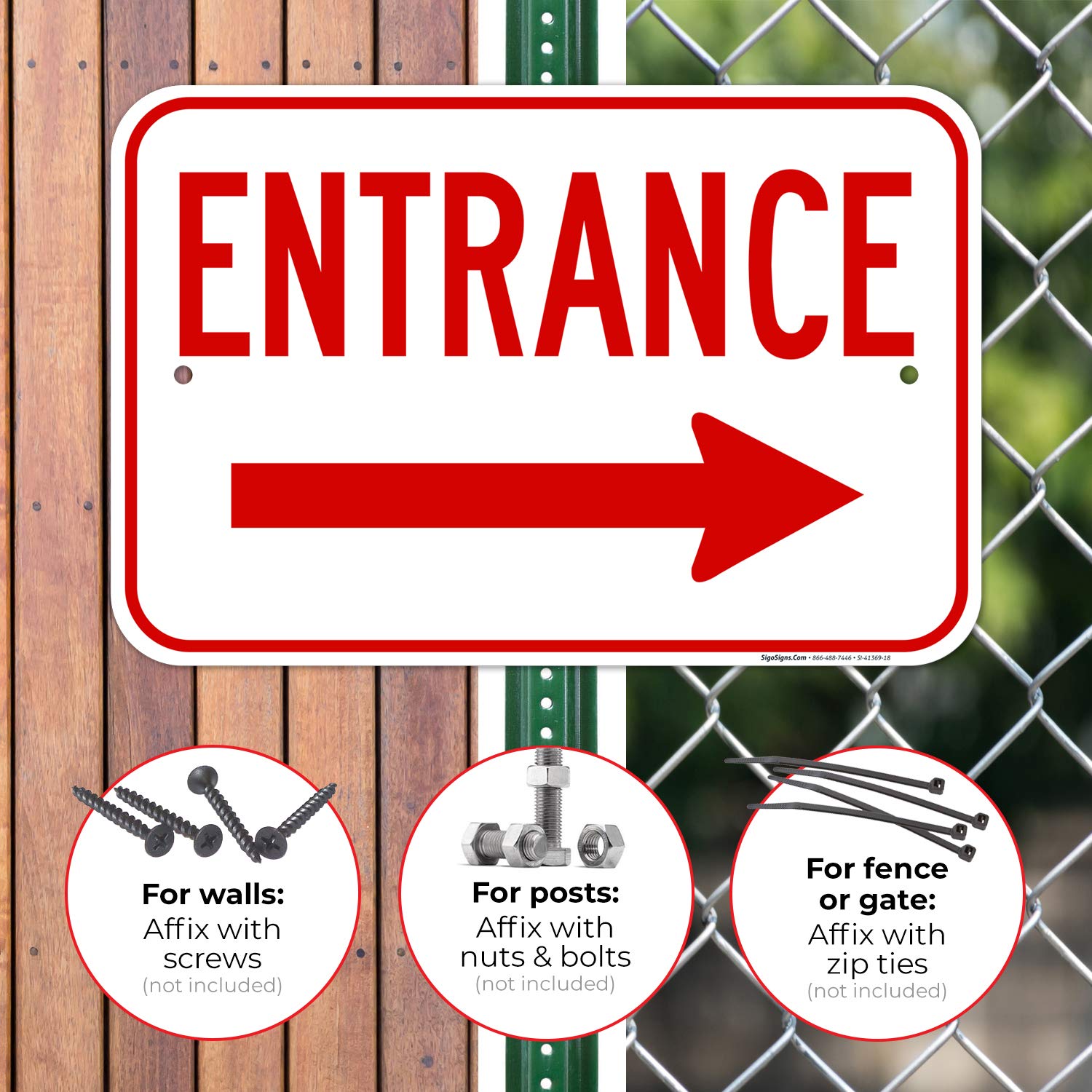 Right Arrow Entrance Sign - 12x18 Inches Rust-Free .063 Aluminum, Fade-Resistant & Easy Mounting for Indoor/Outdoor Use | Made in USA | Perfect for Parking Lots, Warehouses & Building Entrances
