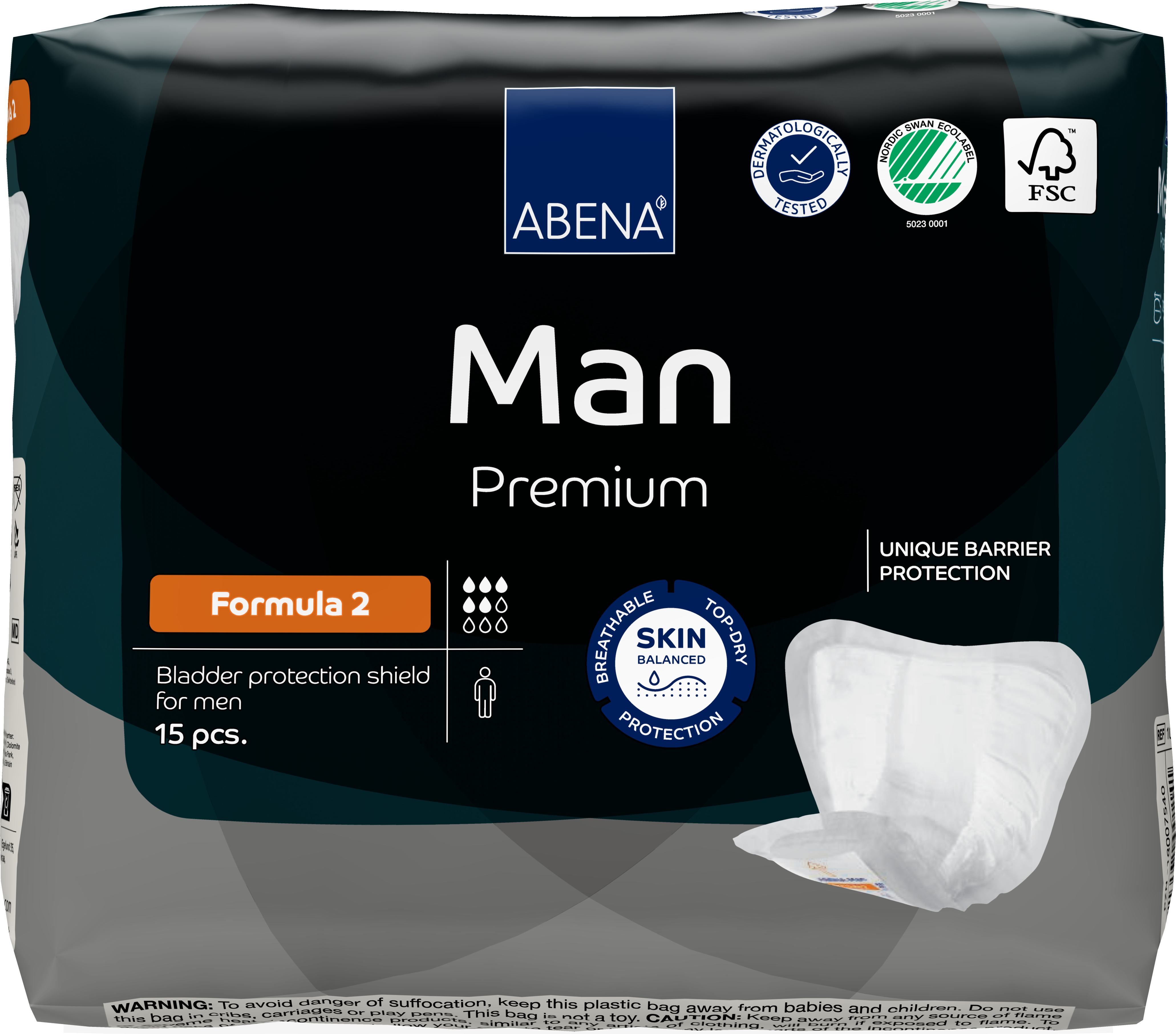 Abena Man Premium Bladder Protection Shield for Incontinence - Level 1 Absorbency - Discreet & Comfortable Protection for Men - Ideal for Active Lifestyle, Travel & Daily Use