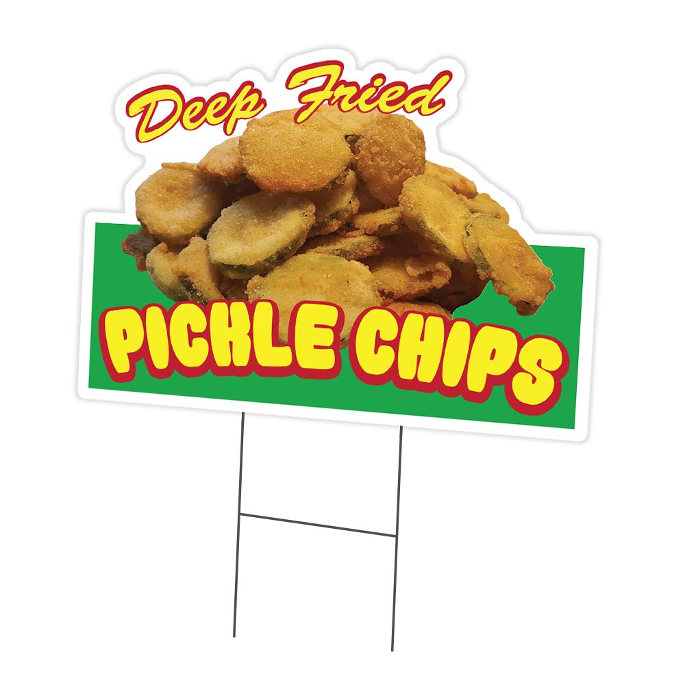 Premium 18x24 Inch Double-Sided Pickle Chips Yard Sign with Stake - Durable Outdoor Advertising for Businesses, Events & Sports - Made in USA - Perfect for Storefronts, Tailgating & Brand Promotion