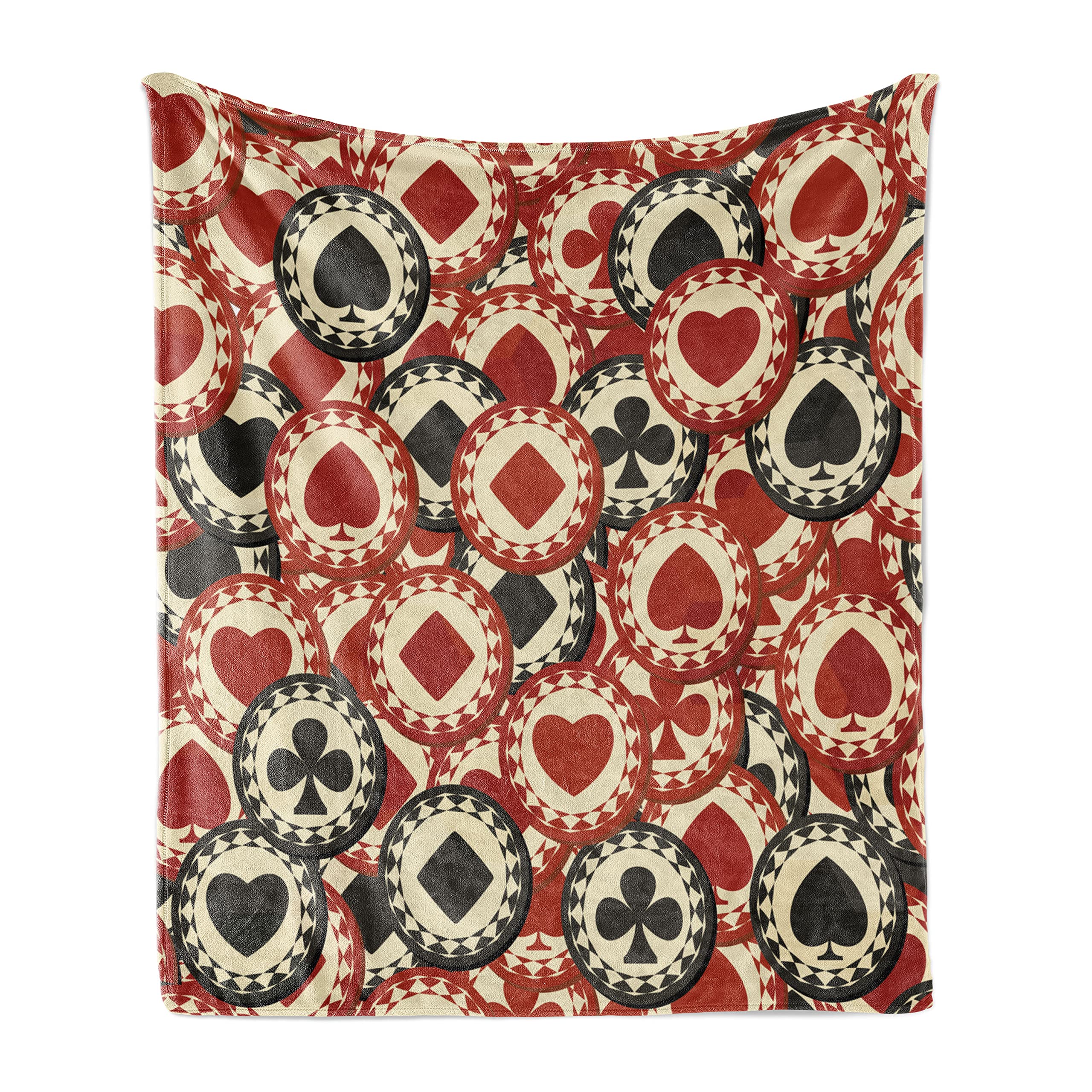 Luxury Casino Themed Flannel Fleece Throw Blanket - Poker Chips & Dollar Currency Design, Ultra Soft & Cozy Plush for Indoor & Outdoor Use, 70