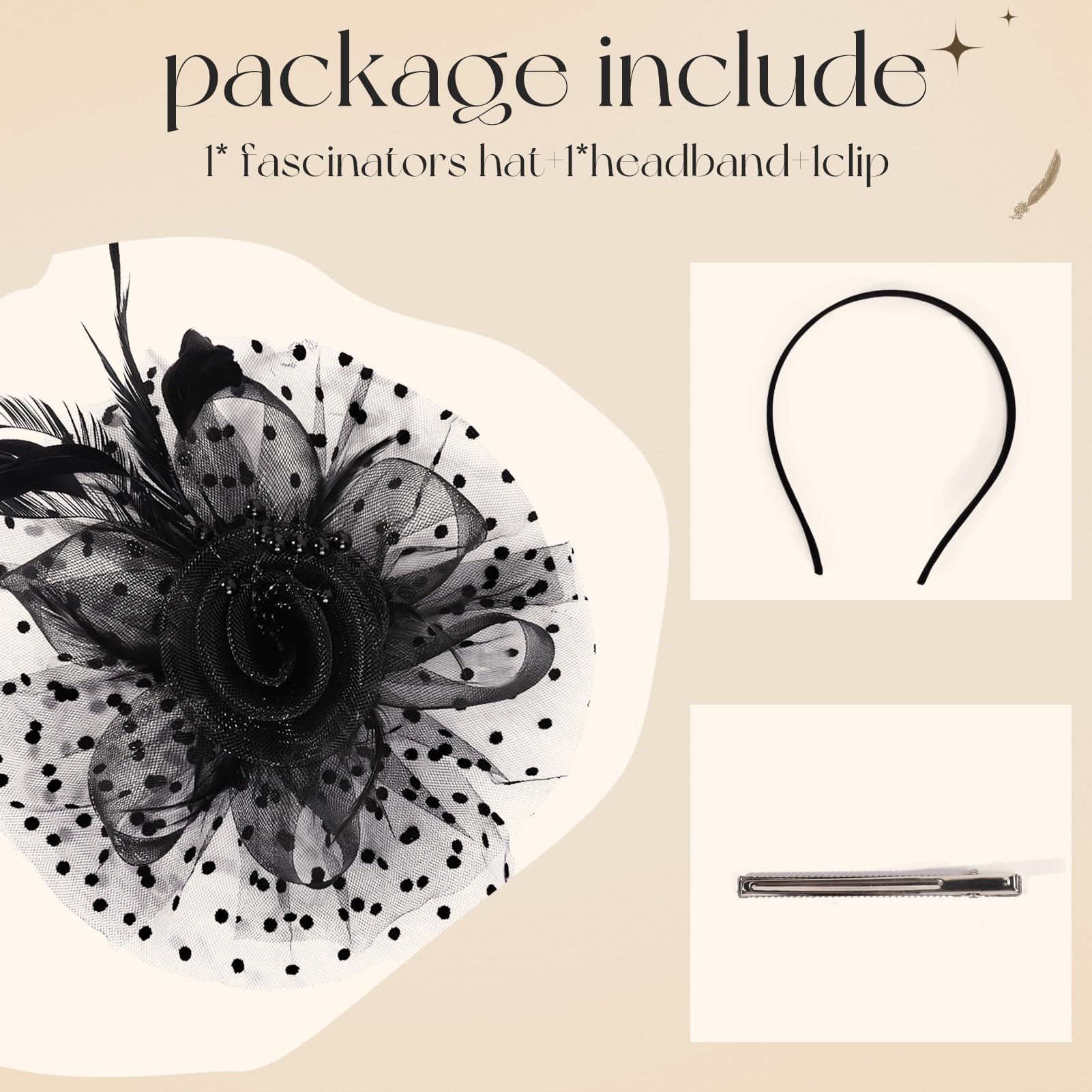 Elegant Women's Fascinator Hats with Feathers, Flowers & Ribbons for Tea Parties, Weddings & Cocktail Events – Stylish Derby Hair Clip Headpiece for Special Occasions