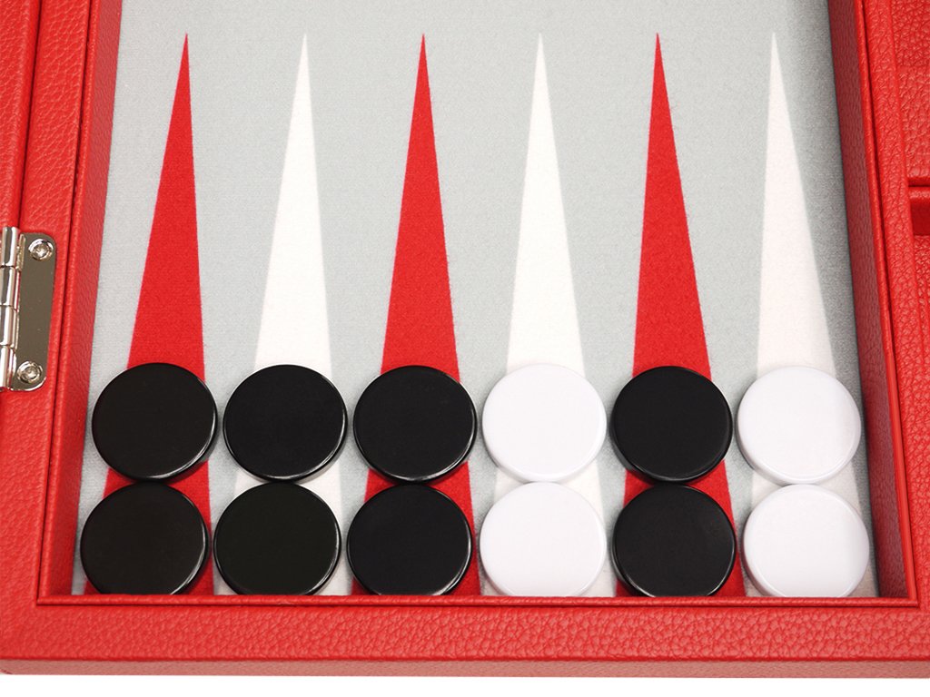 13-Inch Premium Backgammon Set - Travel Size Backgammon Board Game with Red Wooden Board - Perfect for Camping, Beach Trips & Family Game Nights