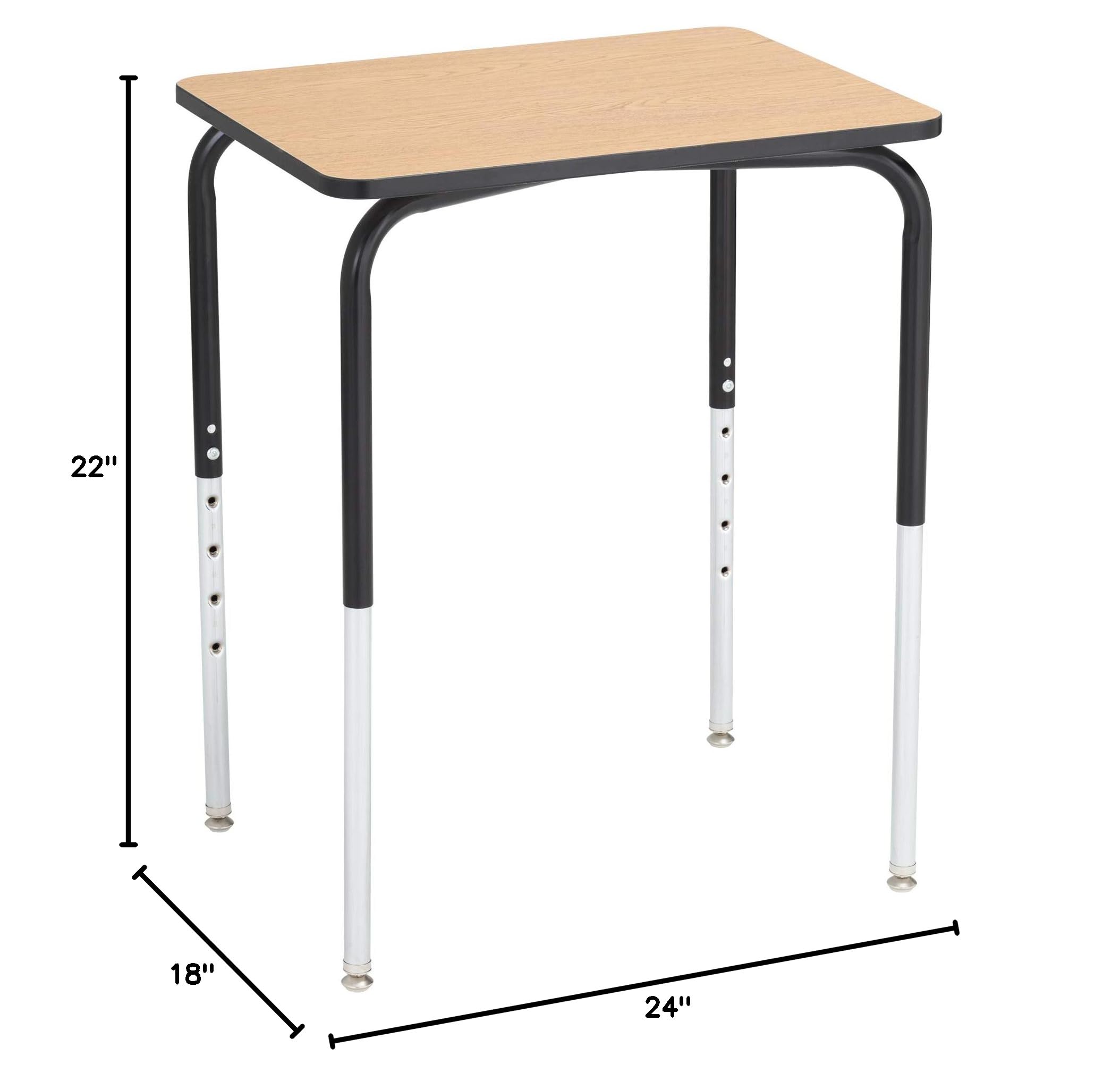 Learniture Adjustable Height Student Desk - Heavy Duty School & Office Desk with Adjustable Legs, Set of 2 in Oak/Black - Perfect for Classrooms, Home Study & Workspaces