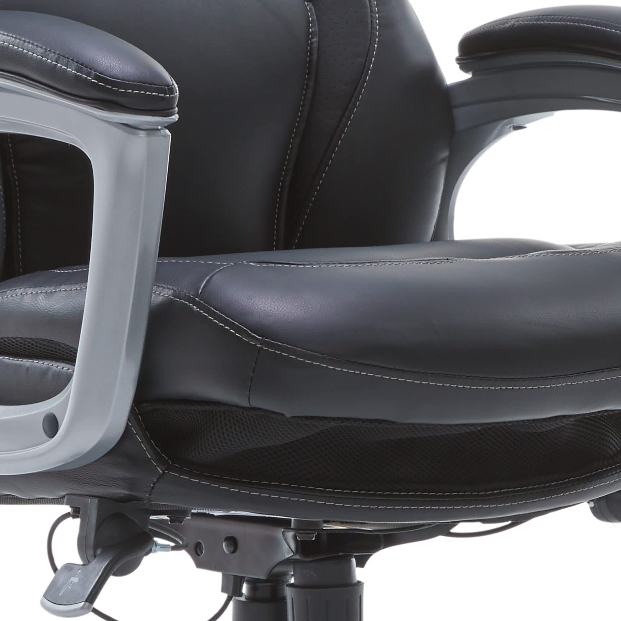 Serta Wellness by Design Executive Office Chair with Lumbar Support - Ergonomic Computer Desk Chair with Back in Motion Technology, Mid Back Leather Black - Perfect for Home Office, Gaming & Workspace Comfort