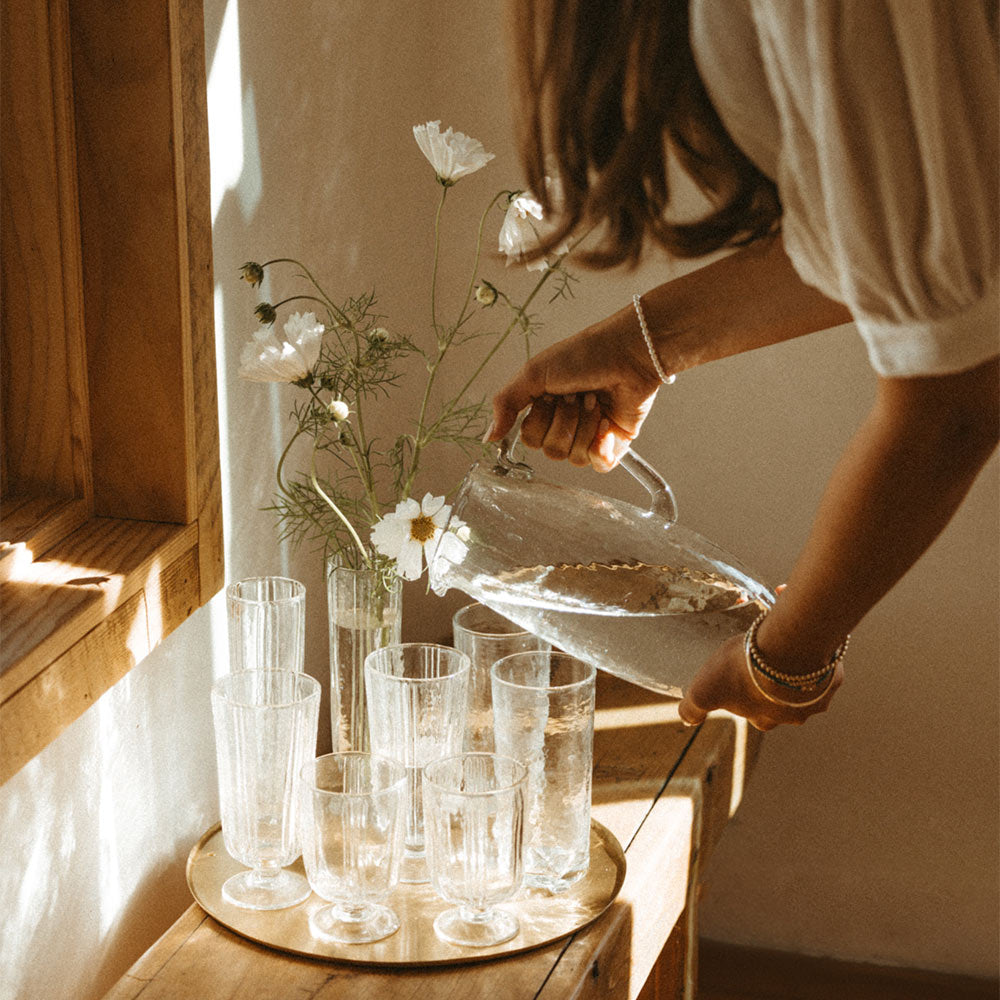Ripple Ridge Water Glass - 12oz Clear Drinking Glass for Water, Juice & Cocktails - Perfect for Home, Restaurants & Bars