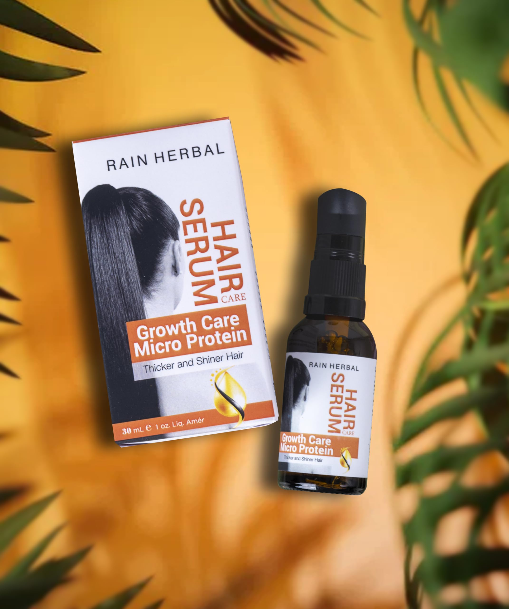 Rain Herbal Growth Care Micro Protein Hair Serum for Thicker & Shinier Hair | 30ml Natural Hair Treatment | Promotes Hair Growth & Reduces Breakage | Perfect for Daily Use, Styling & Damaged Hair Care