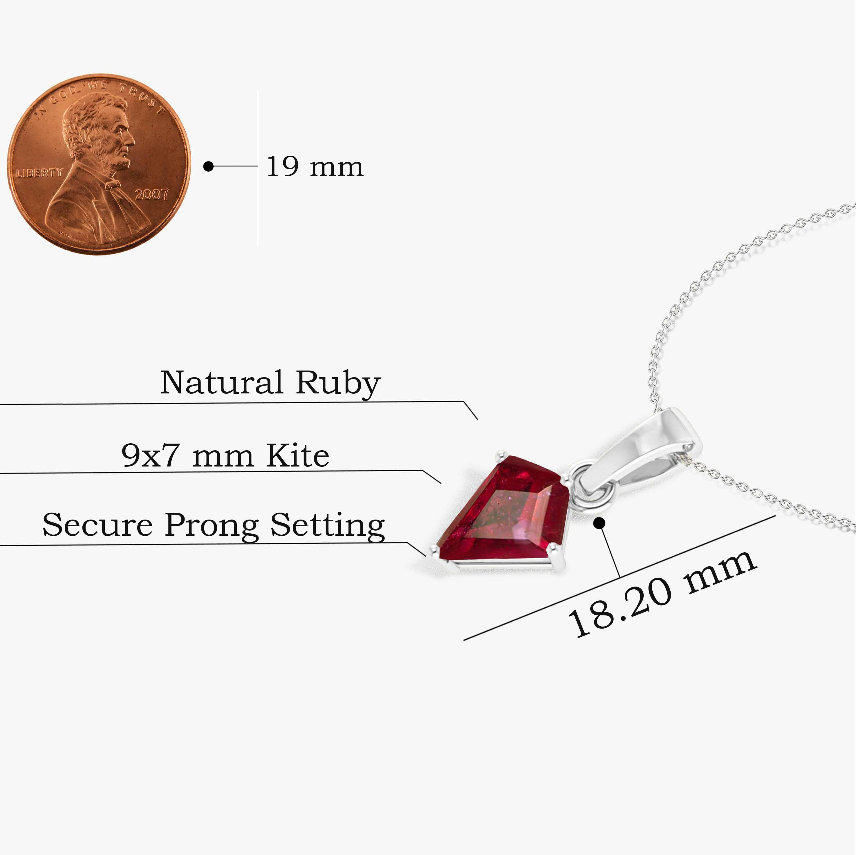 Ruby Kite Gemstone Pendant Necklace - Elegant 925 Sterling Silver Jewelry for Women | Perfect Gift for Birthday, Anniversary & Valentine's Day | Ideal for Casual Wear, Office & Special Occasions