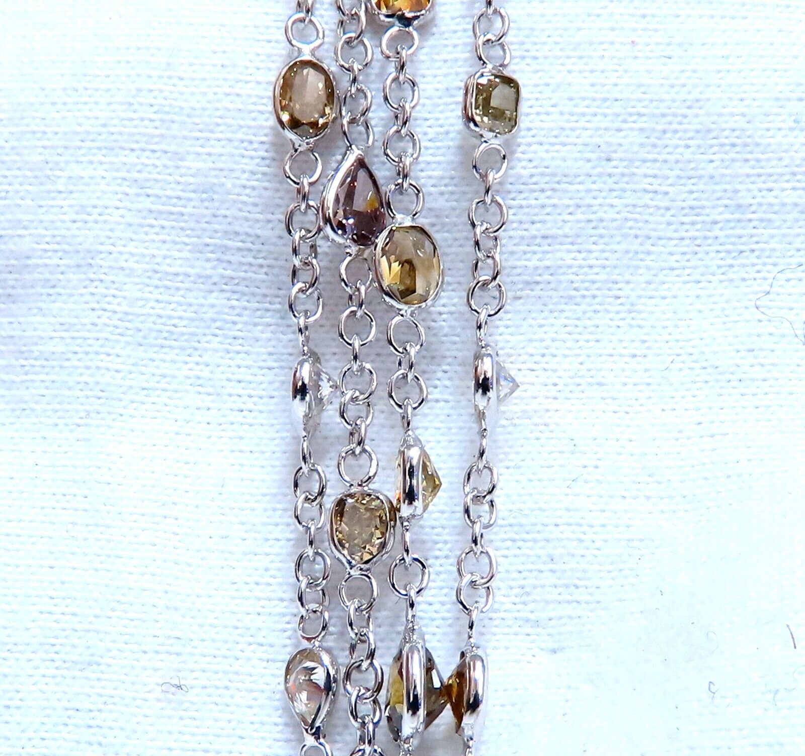 28.18ct Natural Multicolored Fancy Colored Diamond Necklace - 18K Gold 3-Strand Luxury Jewelry for Women, Perfect for Weddings, Parties & Special Occasions