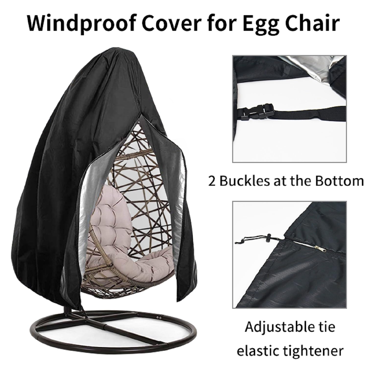 Premium Wicker Egg Swing Chair Covers - Outdoor Patio Egg Chair Protection, Heavy Duty Oxford Fabric, Waterproof & Windproof - Perfect for Garden, Balcony, and Backyard Relaxation