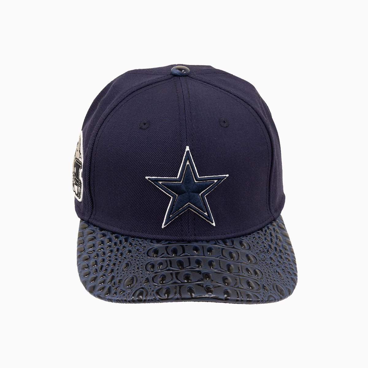 Dallas Cowboys NFL Leather Brim Snapback Hat for Men - Adjustable Flat Brim Baseball Cap for Sports Fans, Game Day & Outdoor Activities