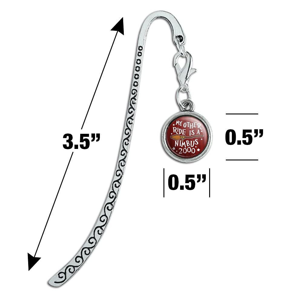 Harry Potter Nimbus 2000 Broomstick Metal Bookmark with Charm - Perfect for Book Lovers & Potterheads - Great Gift for Reading, Collecting & Hogwarts Themed Parties