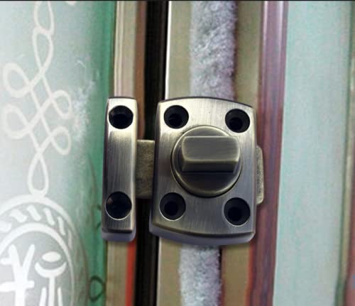 Heavy Duty Wooden Door & Window Security Lock - Anti-Theft Cabinet Latch with Thickened Mounting - Small Black Rotating Slide Bolt for Gates, Cabinets & Sliding Doors | Home Safety & Childproofing Solution
