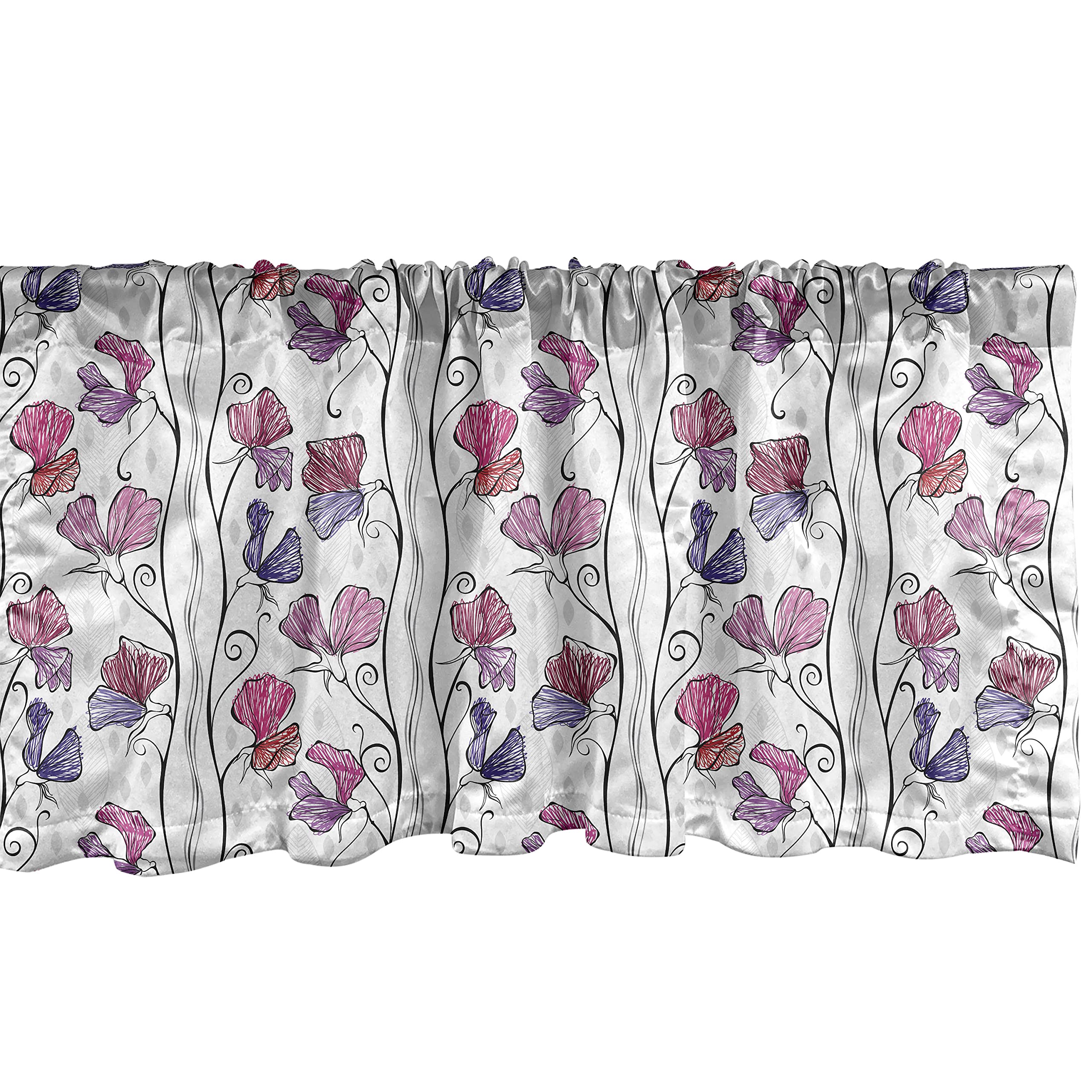 Ambesonne Floral Window Valance - Abstract Spring Flower Design with Thin Branches, 54