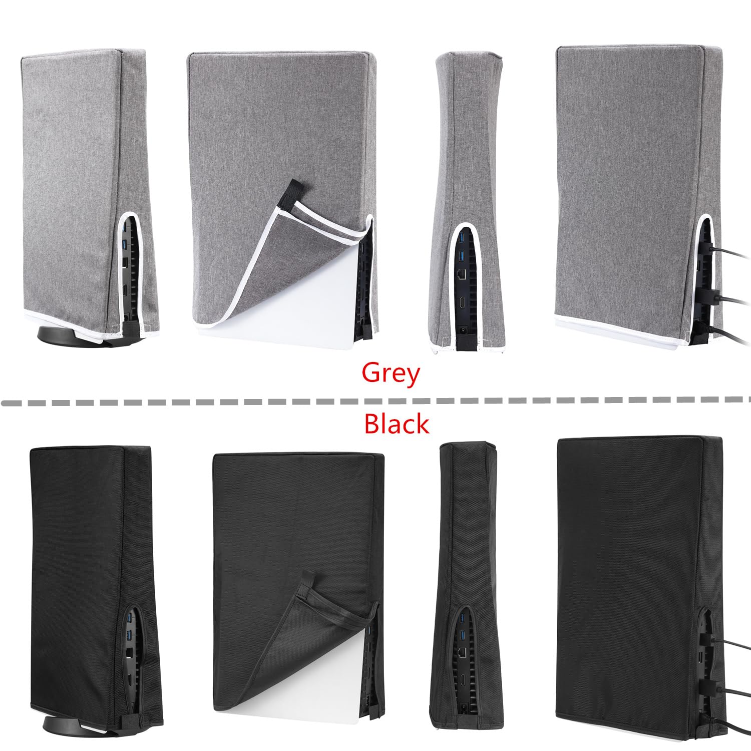 PS5 Slim Dust Cover & Anti-Scratch Protector - Vertical Stand for PlayStation 5 Slim Console (Gray) - Perfect for Gaming Setup & Display Protection