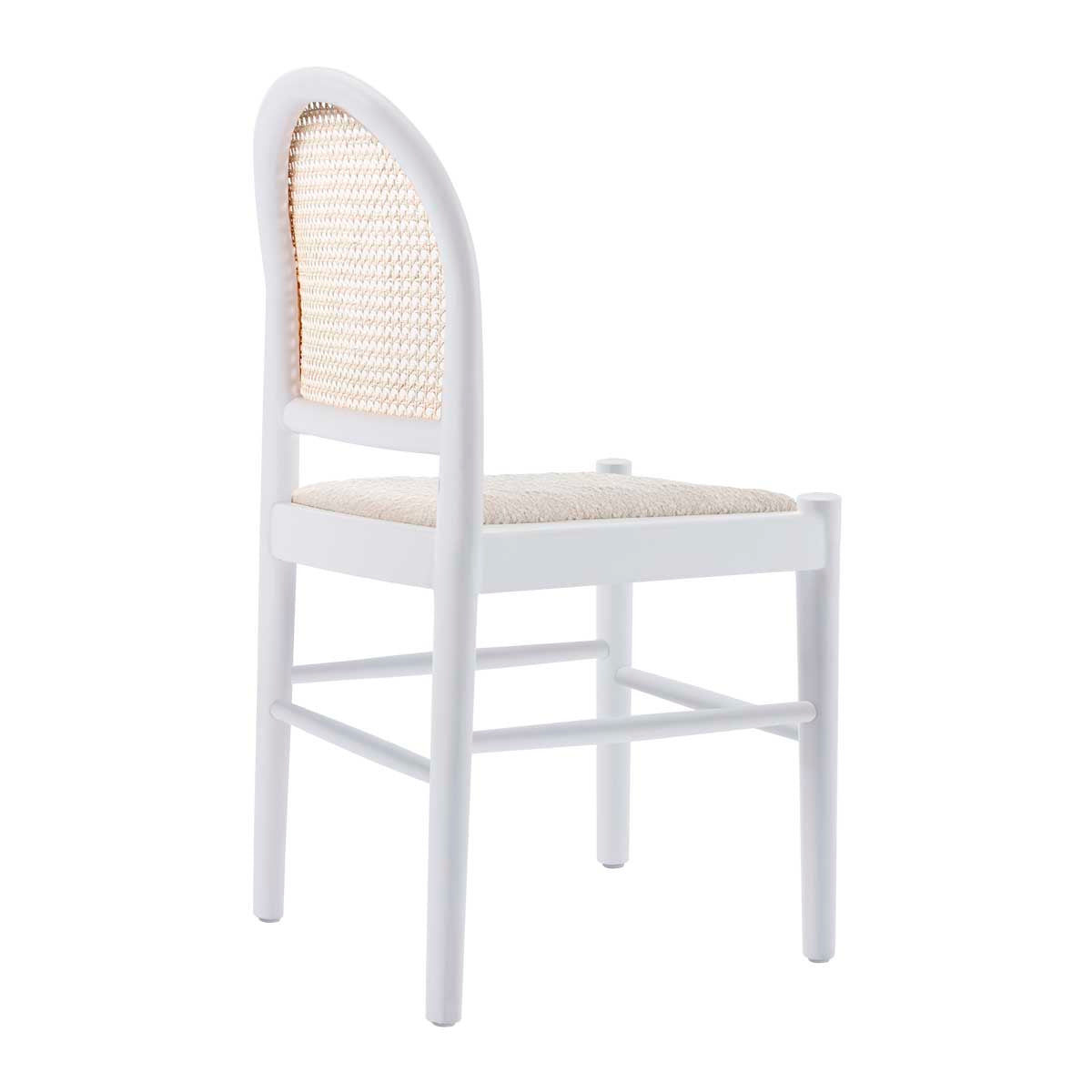 Capri Rattan Boucle Arch Dining Chair - Modern Woven Rattan Accent Chair for Kitchen, Dining Room, or Patio - Comfortable & Stylish Seating for Indoor and Outdoor Use