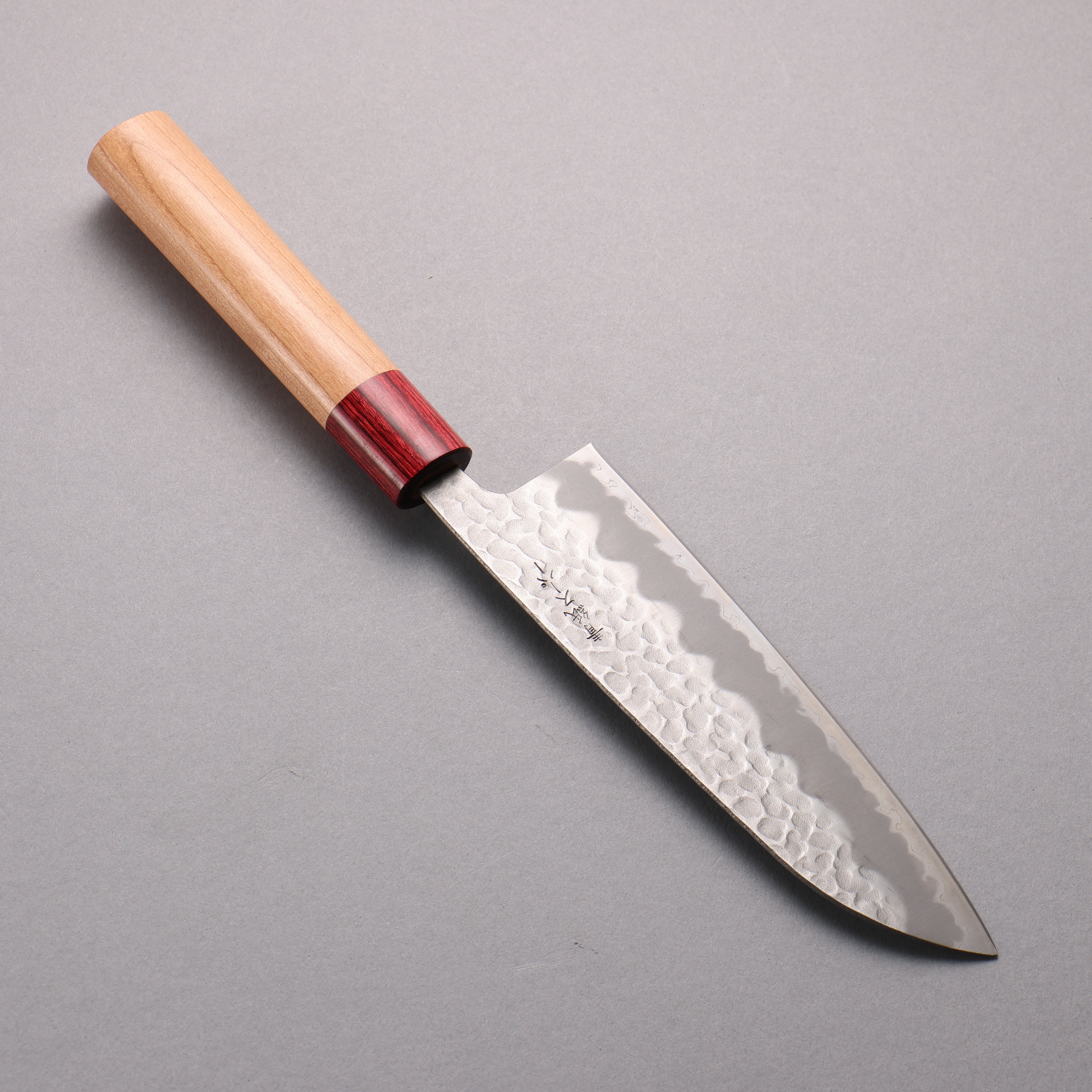 Premium Seisuke Blue Super Hammered Santoku Knife 170mm - Japanese Chef Knife with American Cherry Wood Handle - Perfect for Slicing, Dicing, and Chopping Vegetables, Meat, and Fish