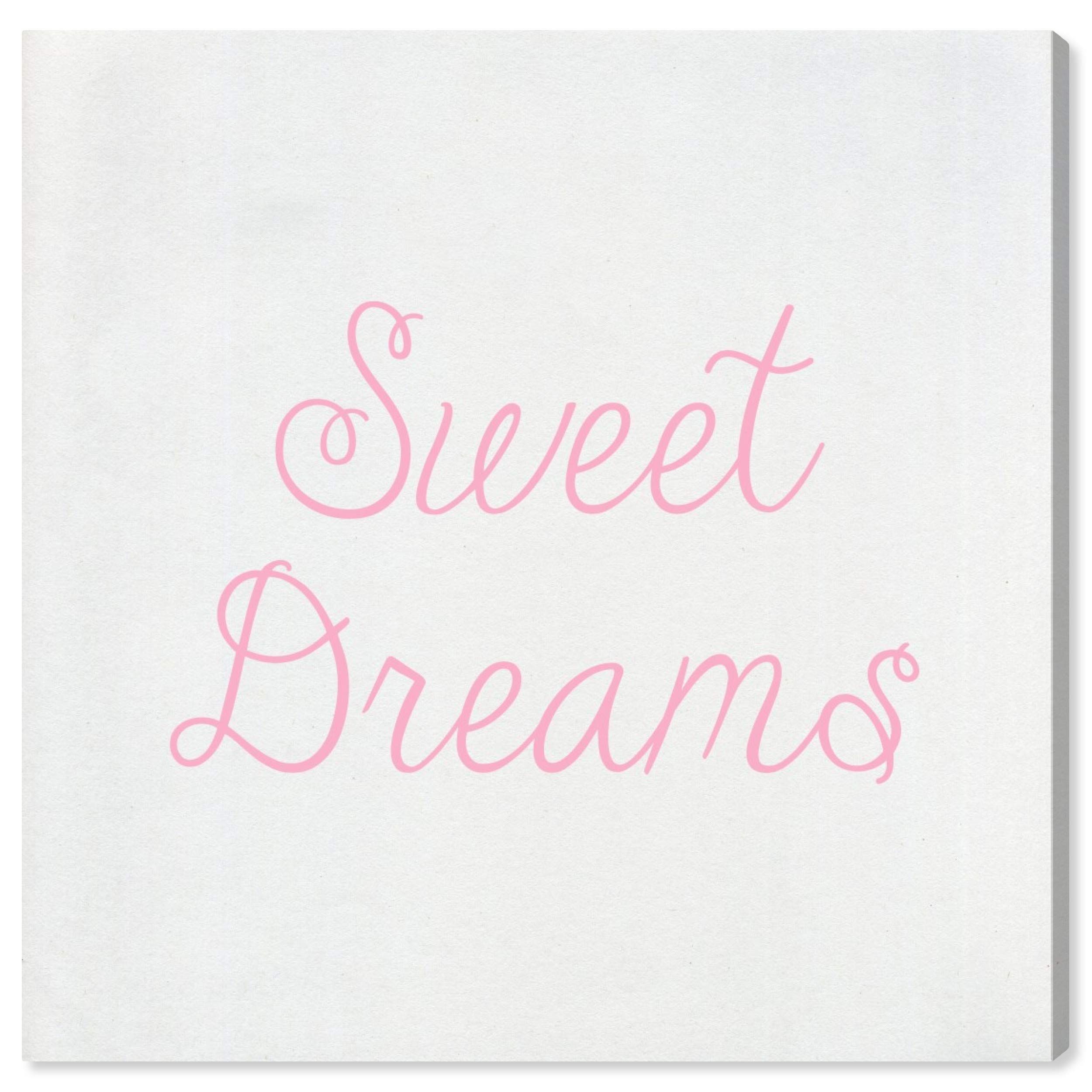 Oliver Gal Artist Co. 'Sweet Dreams' Pink & White Typography Wall Art Canvas Print - 30x30 Inch Inspirational Quote Decor for Kids Bedroom, Nursery & Playroom - Perfect Gift for Baby Showers & Children's Rooms