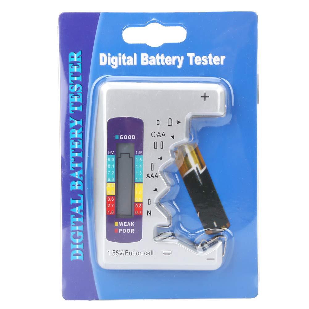 ViaGasaFamido Digital Battery Tester - Accurate Capacity Detector for Button, AA, AAA, 9V & Rechargeable Batteries (90x60mm) | Essential Tool for Home, Office & Electronics Repair