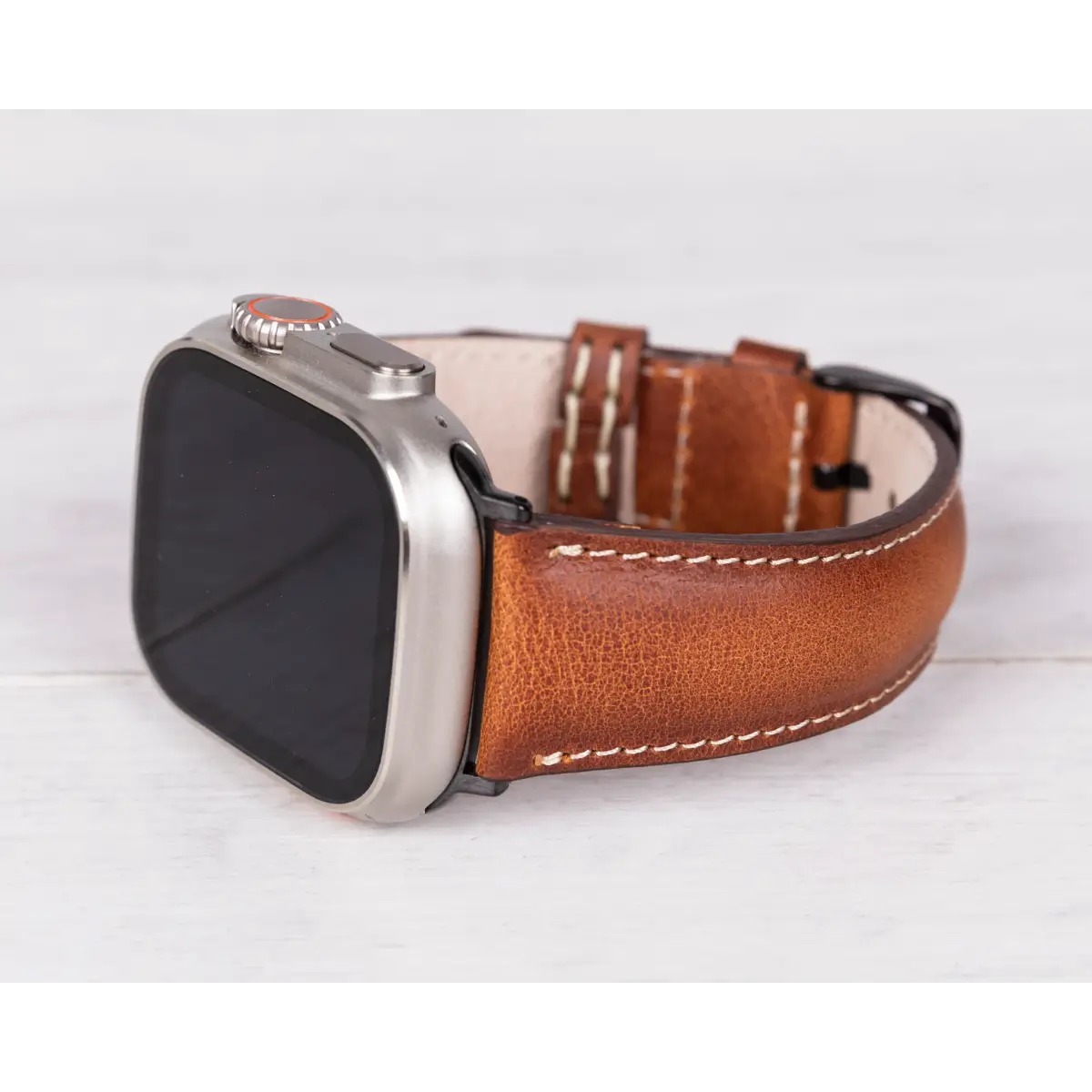 Premium Burnished Brown Leather Strap for Apple Watch - Classic & Stylish Replacement Band for Work, Gym & Everyday Wear