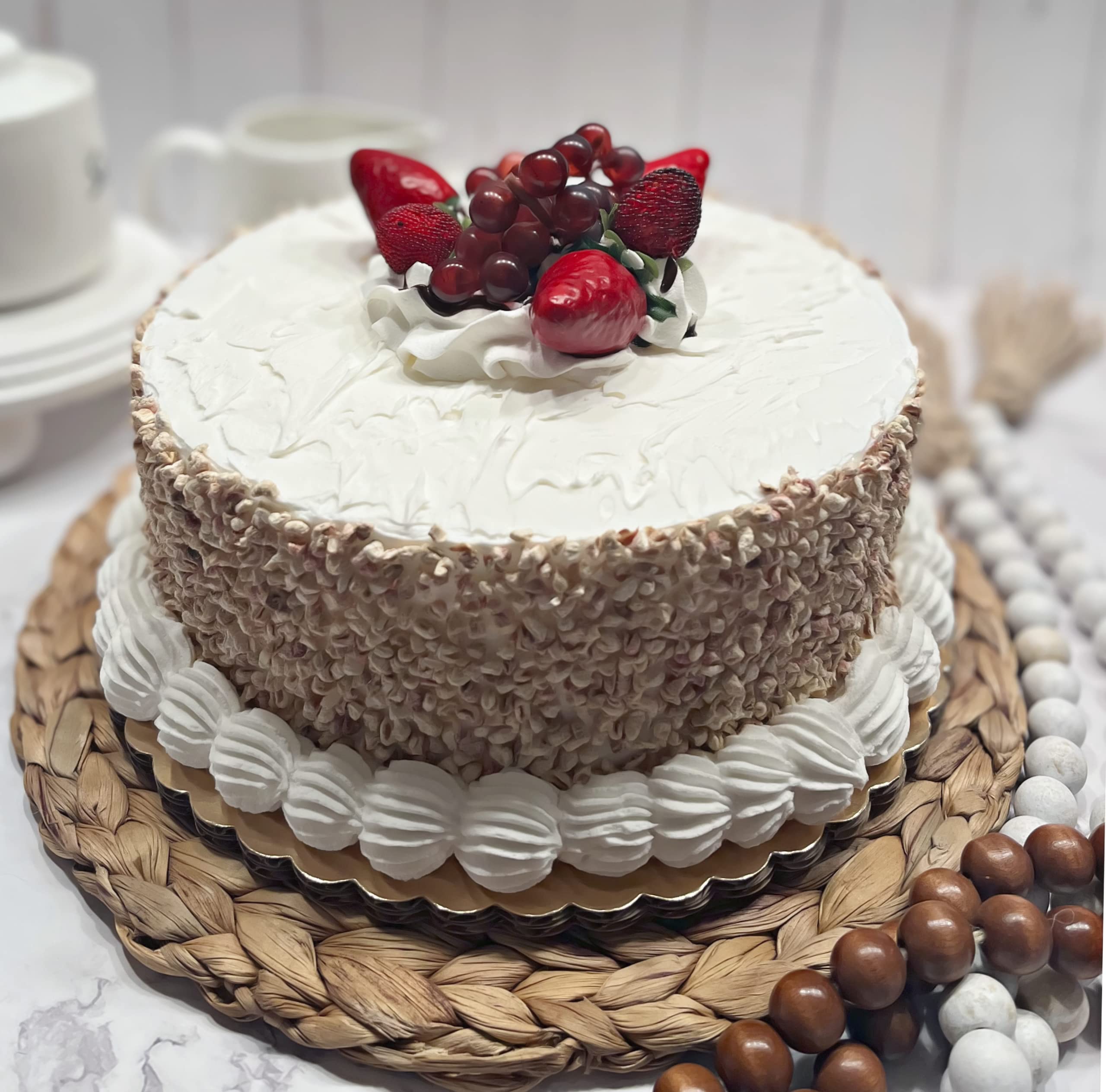 Artificial Cupcakes & Fake Cakes for Display - Faux Dessert Decorations for Home, Kitchen & Party Decor - Fake Cheesecake with Mixed Berries - Perfect for Wedding, Birthday & Bakery Display
