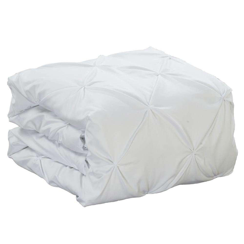 Double Needle Pleated Down Alternative Comforter Set - Soft Pinch Full Size, Oxford White - Luxury Bedding for Master Bedroom & Guest Room