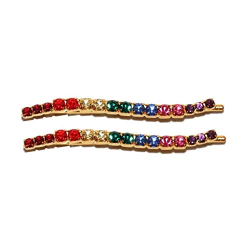 Luxcastle Rhinestone Hair Clips for Women - Shiny Silver Bridal Hair Accessories Set of 2PCS (Colorful) - Perfect for Weddings, Prom, Parties & Special Occasions