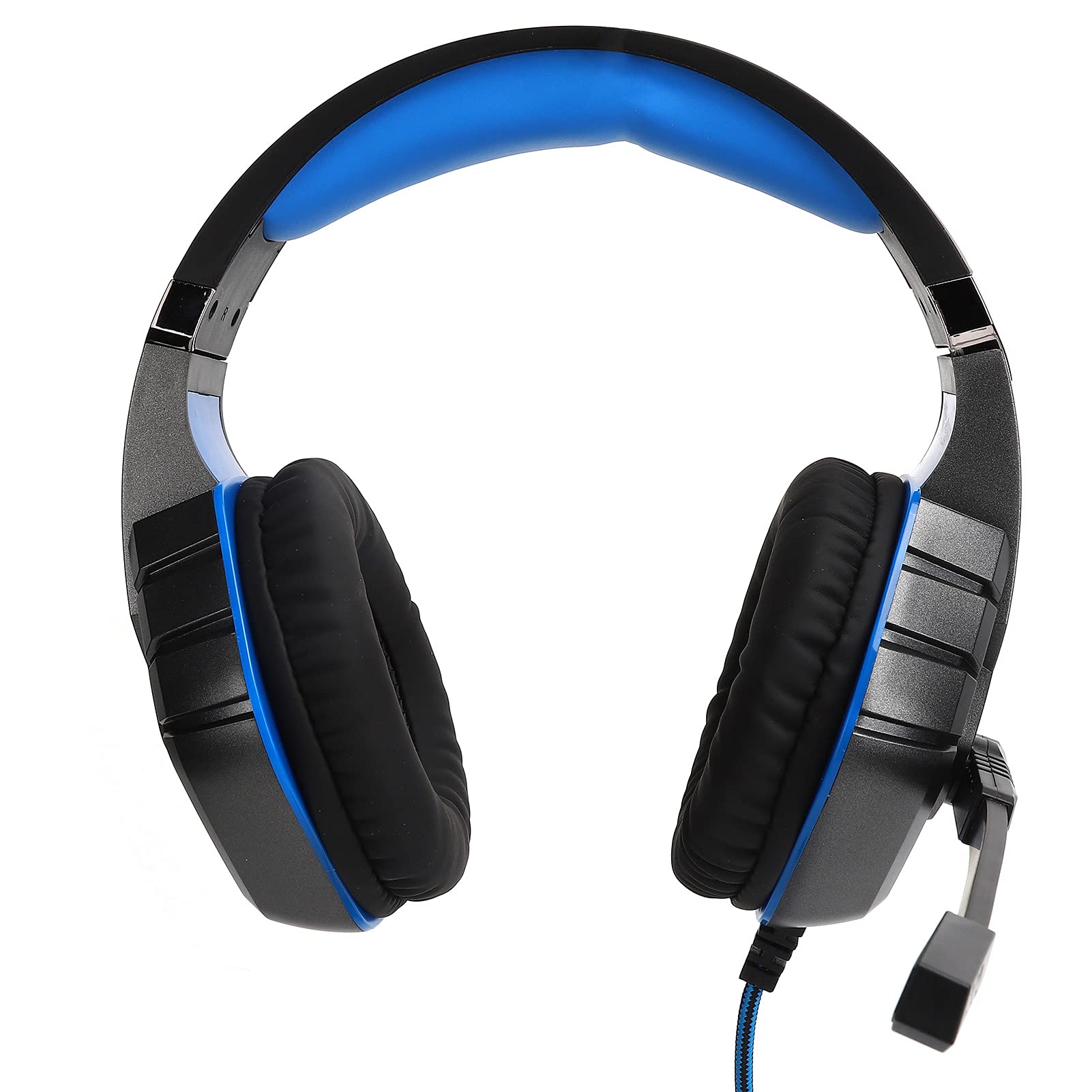 Wired Gaming Headset with Microphone & LED Lights - 3.5mm Computer Headphones, 360° Spherical Sound, 110dB for PC Gaming (Blue/Black) - Perfect for FPS, MOBA Games & Online Chatting