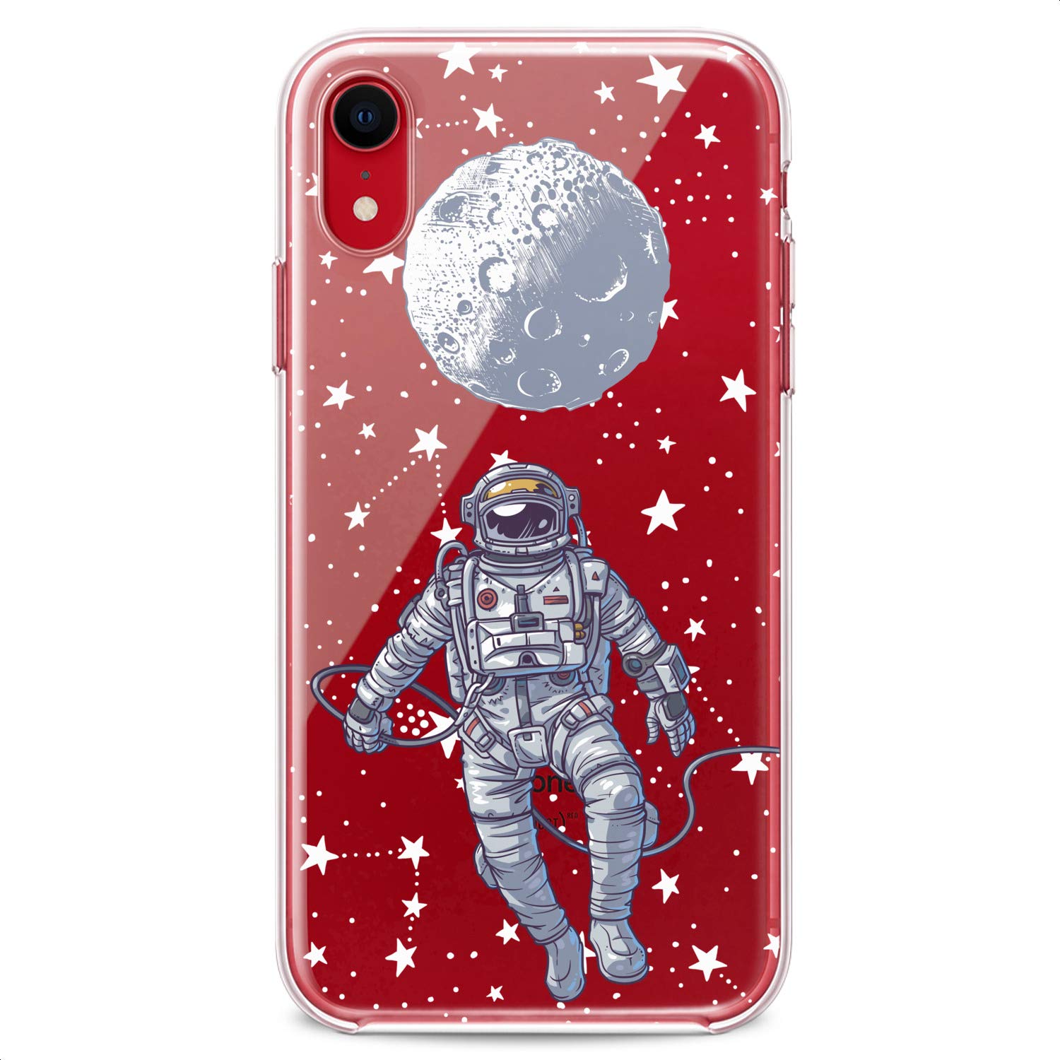 Premium TPU Phone Case for iPhone 16/15/14/13/12/11 Pro Max/Plus/Mini/XS/XR/X/8/7/6/5/SE - Slim Flexible Silicone Cover with Astronaut Moon Space Galaxy Star Print - Trendy Cute Design for Women Girls & Kids - Perfect for Daily Use, School & Outdoor Activities