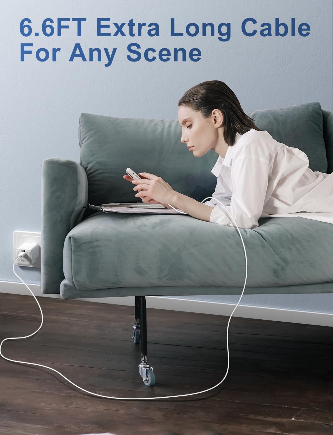 33W USB C GaN Fast Charger with 6.6FT Cable - Super Fast Charging for iPhone 16/15/Plus/Pro/Max, iPad Pro/Air/Mini - Compact Travel Charger for Home, Office & Car