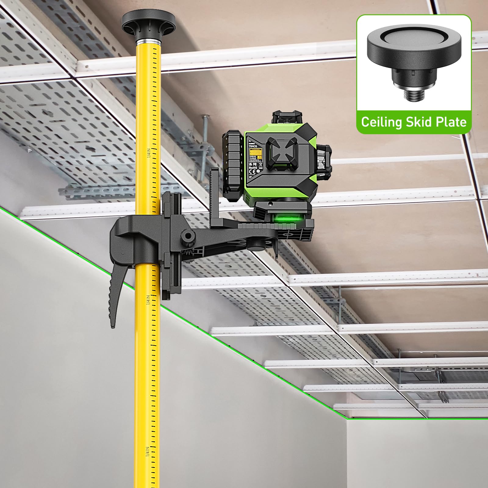 Huepar 12 Ft Telescoping Pole with 1/4