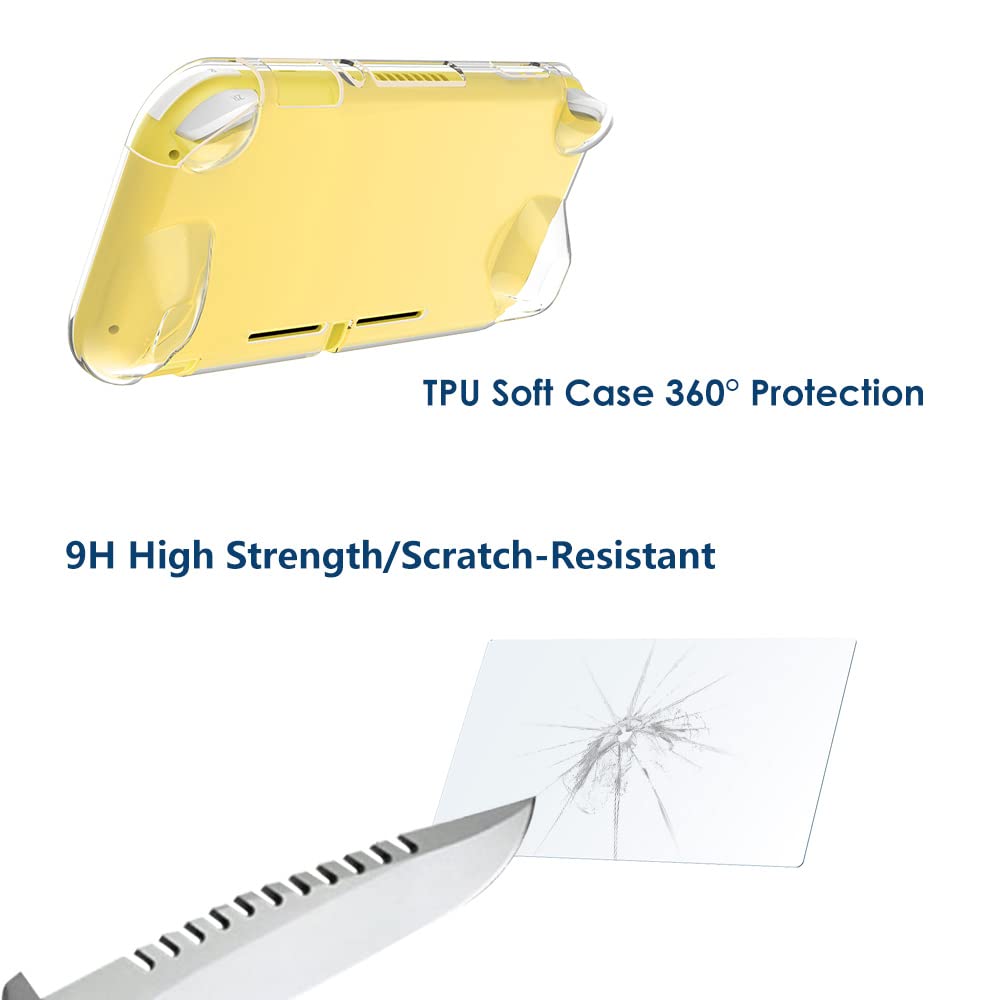 Simpeak Switch Lite Carrying Case - Hard Shell Travel Storage Bag for Nintendo Switch Lite Console & Accessories - Includes Tempered Glass Screen Protector & Silicone Protective Cover - Perfect for Boys, Girls, Travel, Gaming On-The-Go (Black)