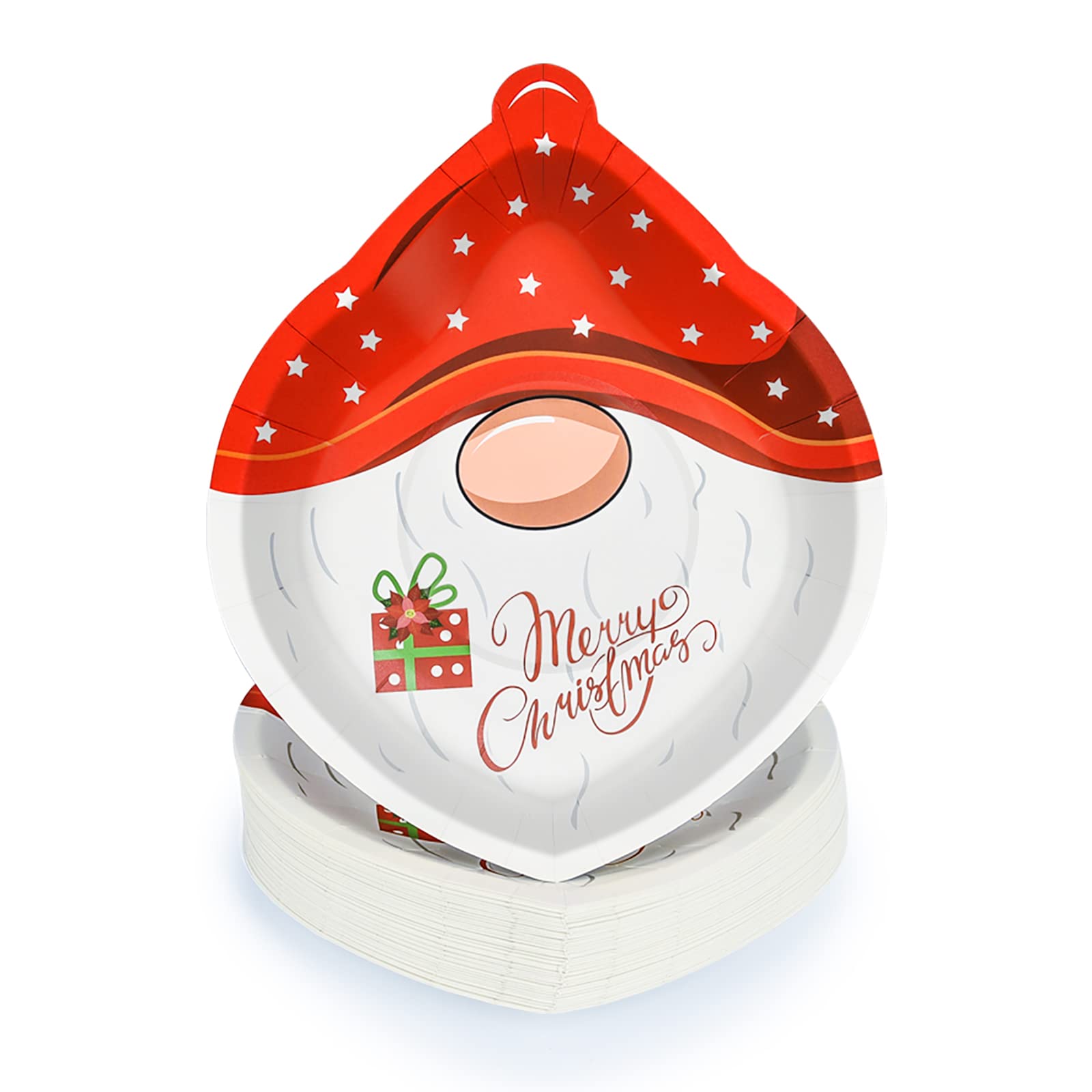 EPHYO 50 Count Christmas Paper Plates with Cute Gnome Design - Disposable Oval Dinner Plates for Holiday Parties, Desserts, Salads & Appetizers | Perfect for Christmas Dinner, Cookie Exchange & Festive Gatherings