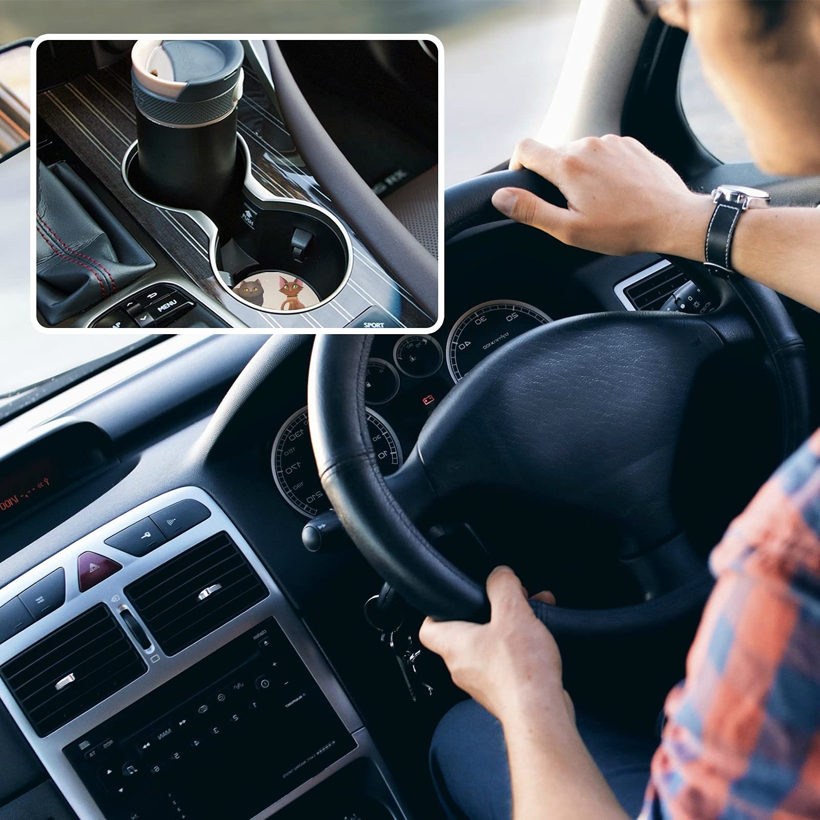 ATTX 2 Pack Absorbent Car Coasters - 2.5