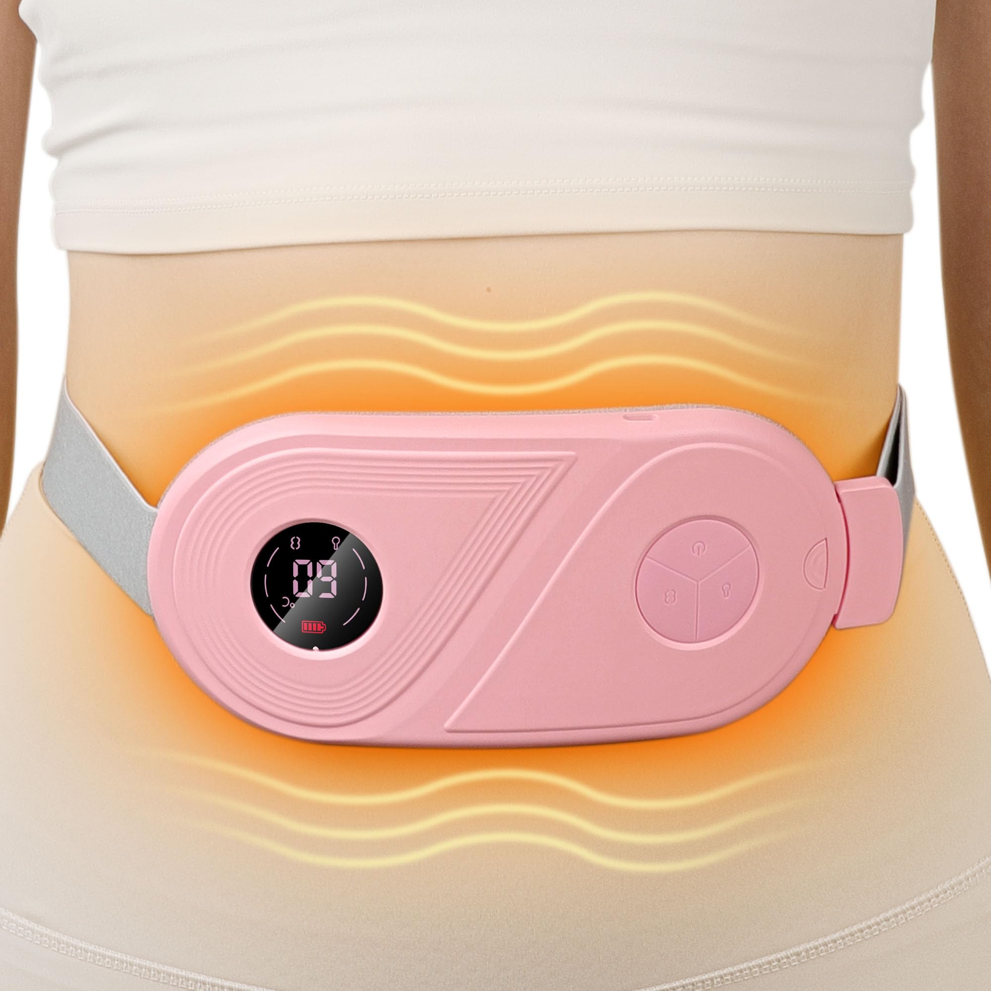 ALLJOY Electric Heating Belt for Women - 3 Heat & 3 Vibration Modes, Wireless Period Pain Relief, Rechargeable Menstrual Cramp Soother for Back & Abdomen - Perfect for Home, Office & Travel Use