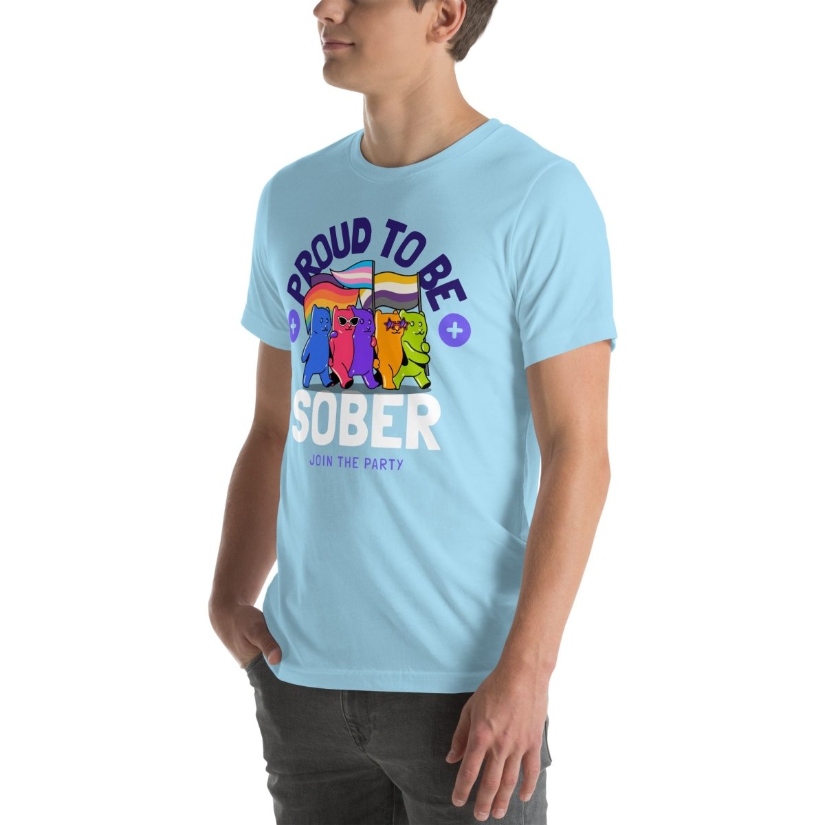 Proud to Be Sober Unisex T-Shirt - Rainbow Resilience Collection | Motivational Recovery Apparel for AA Meetings & Sober Celebrations