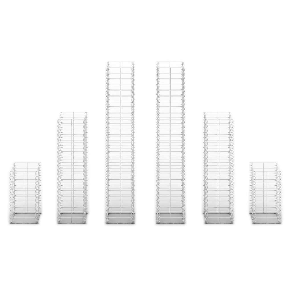 6-Piece Galvanized Steel Gabion Basket Set - Heavy Duty Wire Mesh Fence for Garden Walls, Patio Borders & Landscaping Projects | Outdoor Decoration & Erosion Control Solution