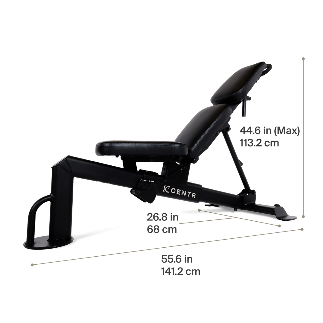 Centr Multi Adjustable Flat, Incline, Decline Workout Bench for Home Gym - Perfect for Strength Training, Weight Lifting & Full Body Exercises
