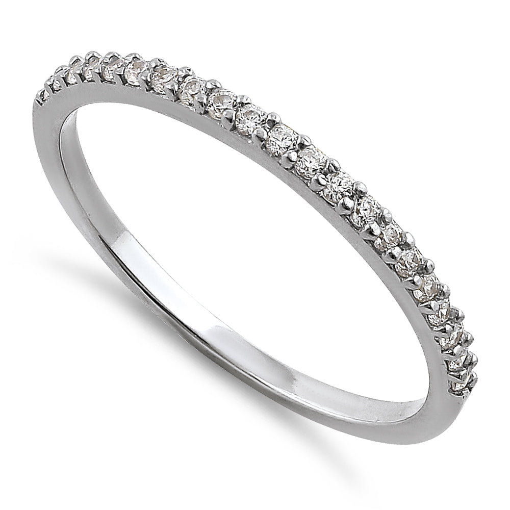 14K White Gold Round Cut Half Eternity Cubic Zirconia Ring for Women - Elegant Wedding, Engagement & Anniversary Jewelry Gift