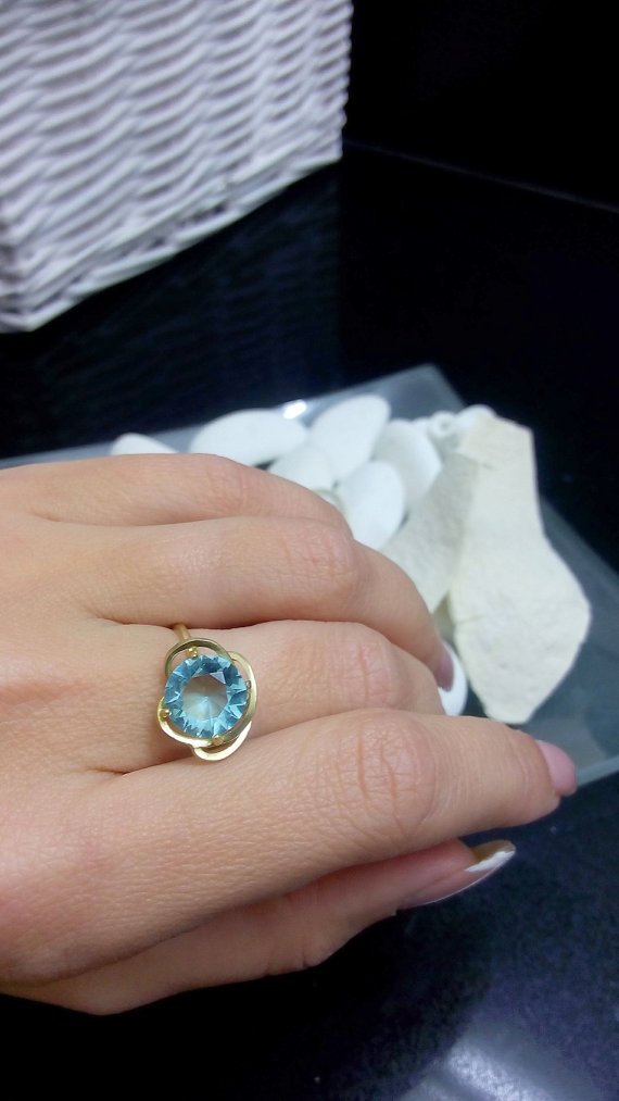 14K Gold Filled Aquamarine Prong Setting Ring - March Birthstone, Wedding & Cocktail Ring | Elegant Gemstone Jewelry for Special Occasions & Gifts