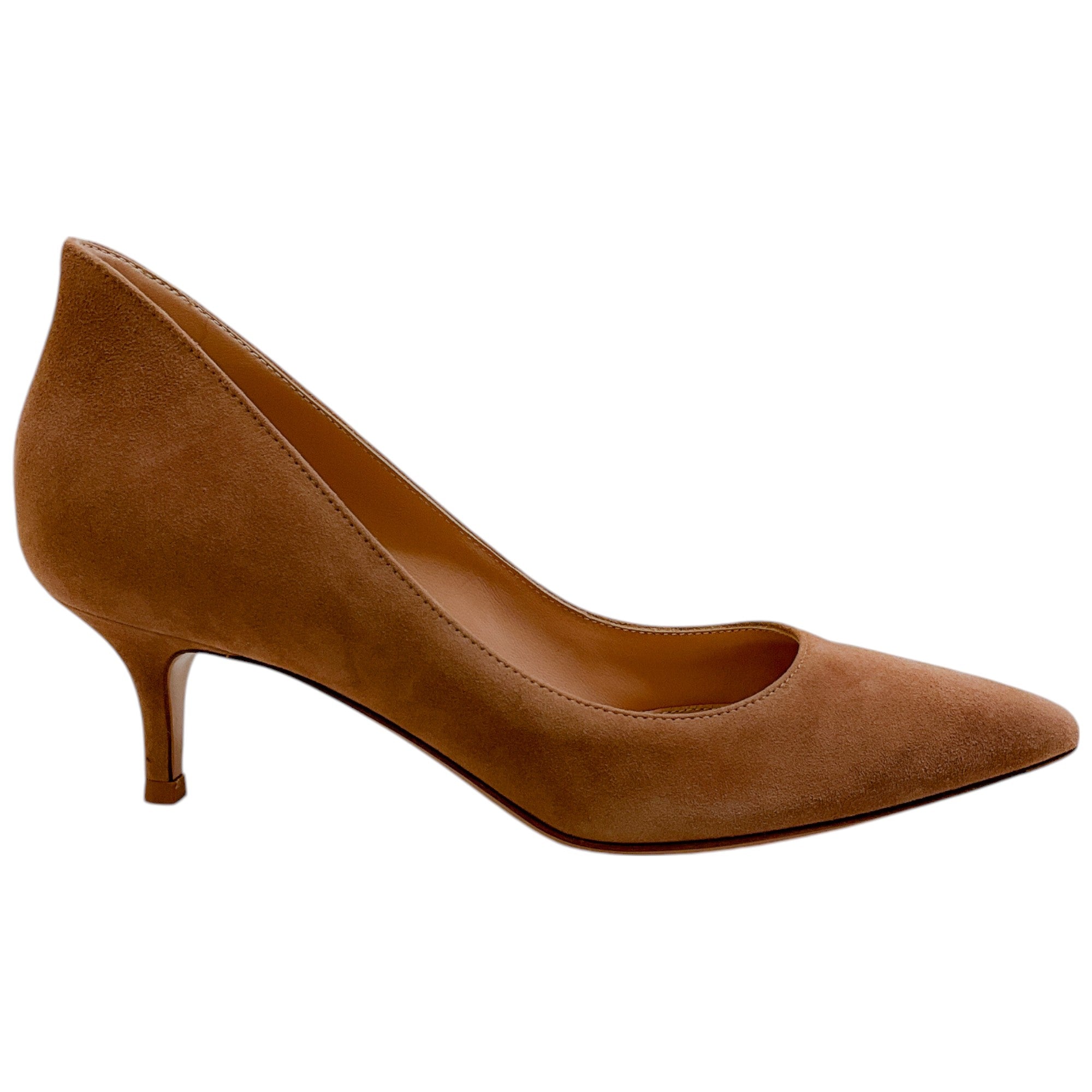 Gianvito Rossi Praline Suede Ellipsis 55 Pumps - Women's Luxury High Heel Shoes for Party, Wedding & Evening Events