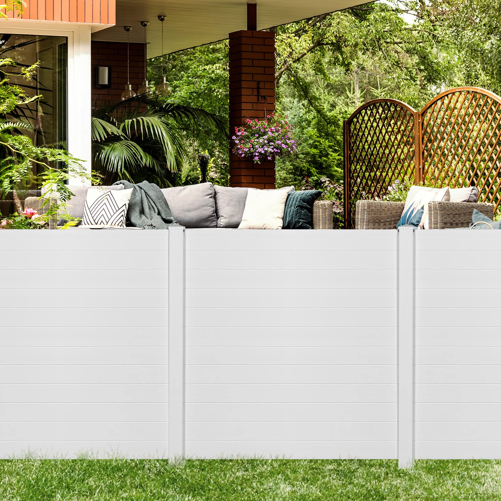 HAPPYGRILL 4-Panel PVC Air Conditioner Privacy Fence Screen - 48.5