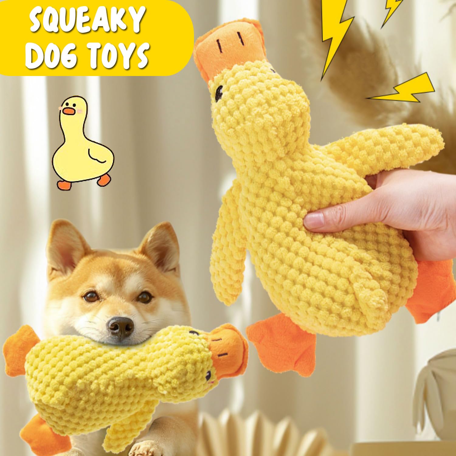 Speedy Panther Plush Dog Toys for Small Dogs - Durable Duck Squeaky Puppy Toy for Small & Medium Breeds (25cm) - Perfect for Indoor Play, Training Rewards & Cuddling