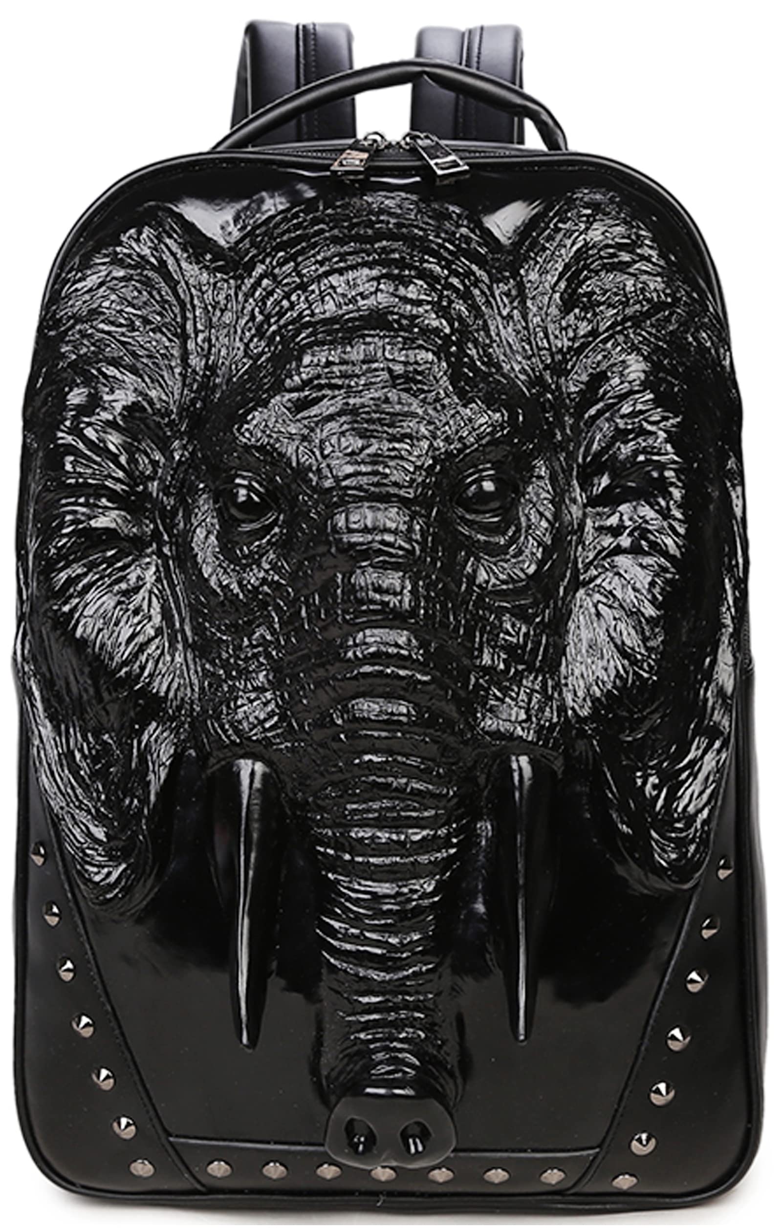 3D Animal Head Backpack - Stylish PU Leather Studded Laptop Backpack for College Students & Travel - Perfect for School, Work & Outdoor Adventures
