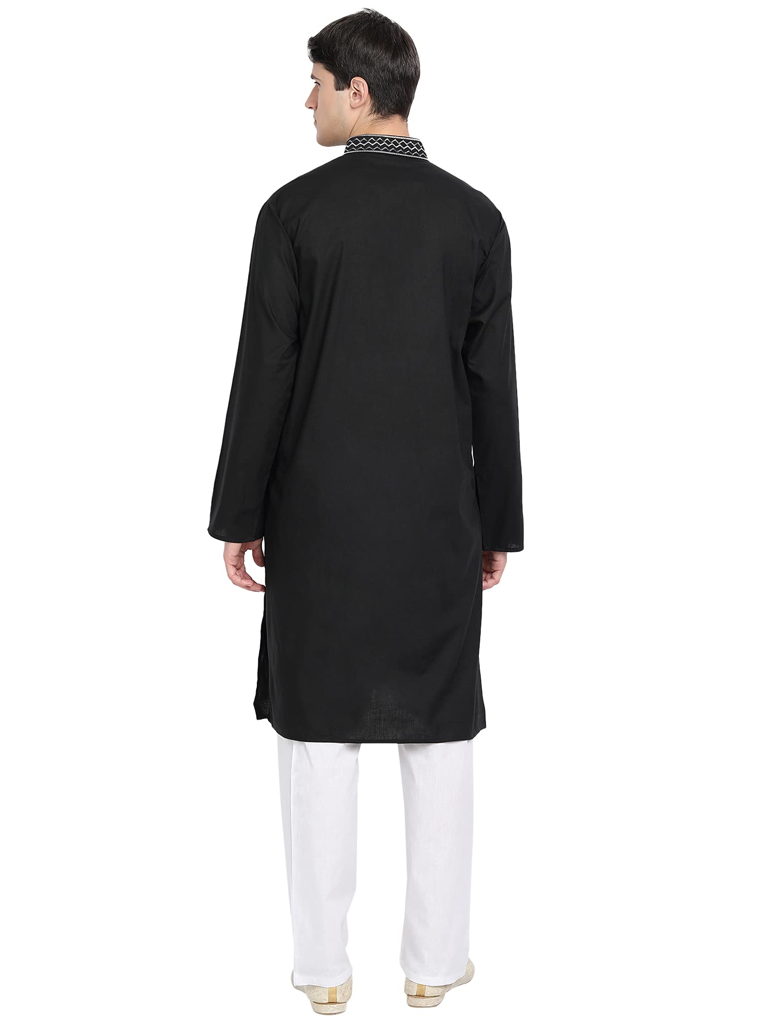 SKAVIJ Men's Long Sleeve Cotton Kurta Pajama Set - Traditional Ethnic Casual Wear for Festivals, Weddings & Daily Comfort