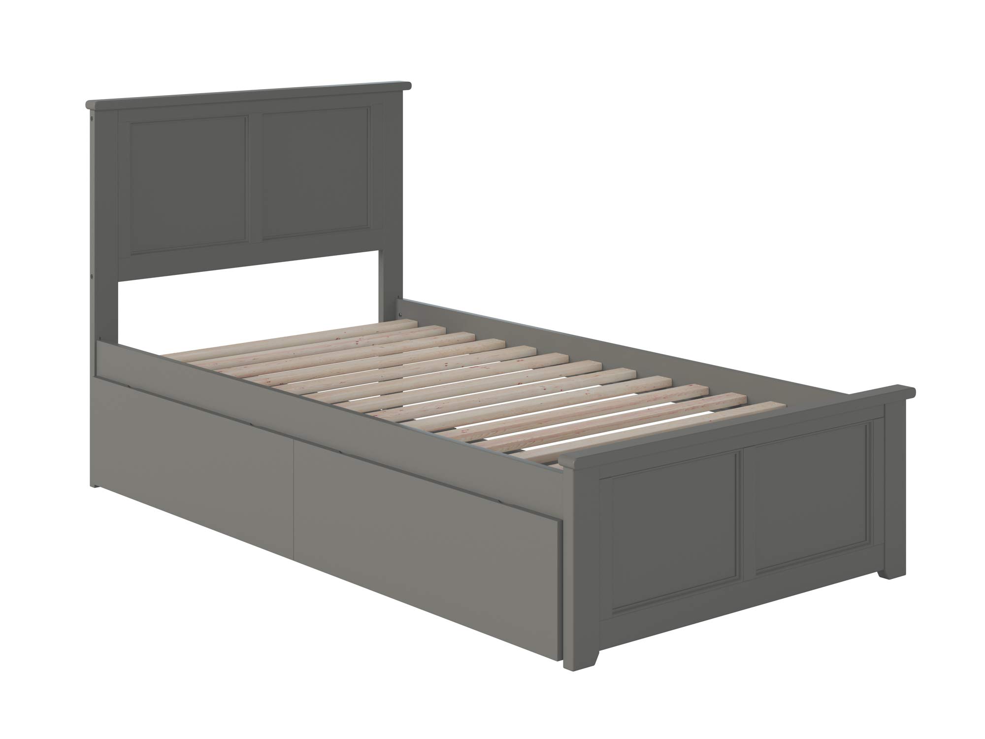 Atlantic Furniture AR8616119 Madison Twin XL Platform Bed with Matching Footboard & 2 Urban Storage Drawers - Space-Saving Grey Bed Frame for Small Bedrooms, Dorms & Guest Rooms