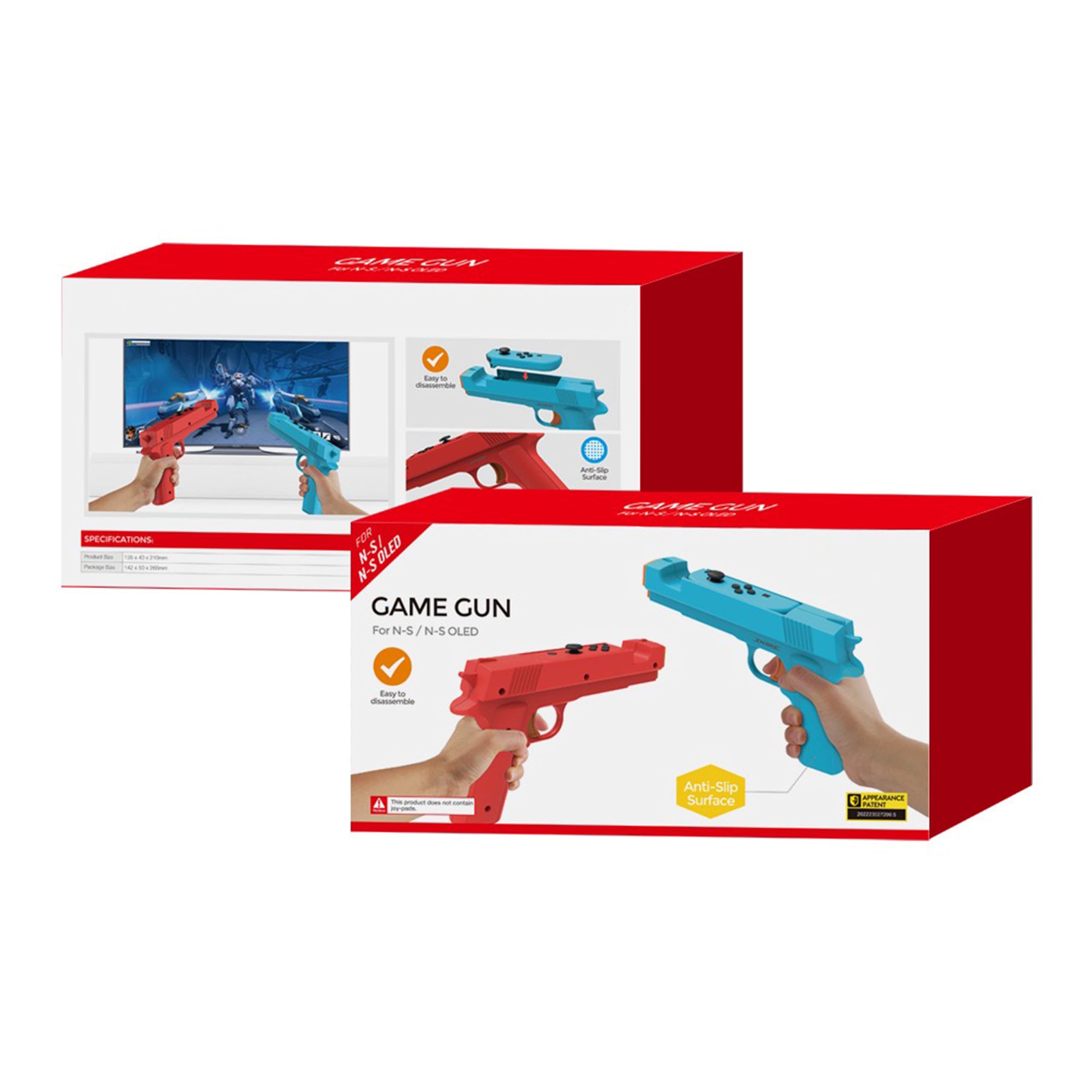 2 Pack Shooting Game Gun for Nintendo Switch & Switch OLED - Hand Grip Motion Controller for Hunting & Shooter Games (No Motion Sensor) - Perfect for FPS Gaming & Target Practice at Home