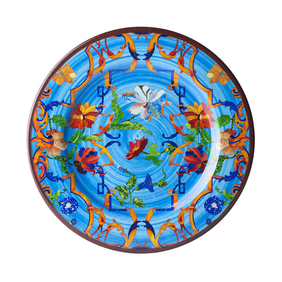 Firenze Melamine Dinner Plates Set of 4, Durable Turquoise Plastic Plates for Outdoor Dining, Picnics, Camping & Everyday Use - Shatterproof & Lightweight Dishware